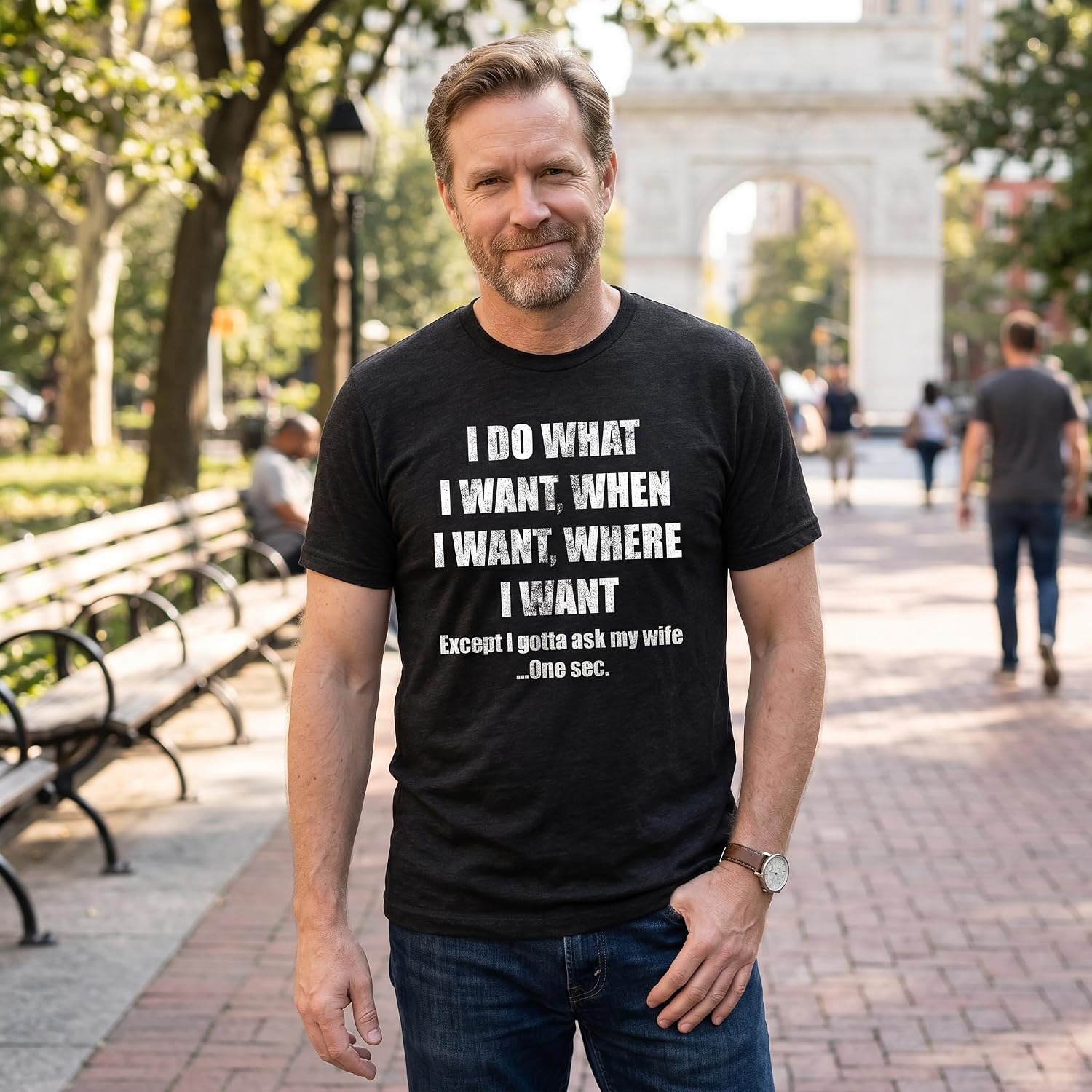 Mens Do What I Want Gotta Ask My Wife T Shirt Funny Sarcastic Marriage Graphic Wedding Tee