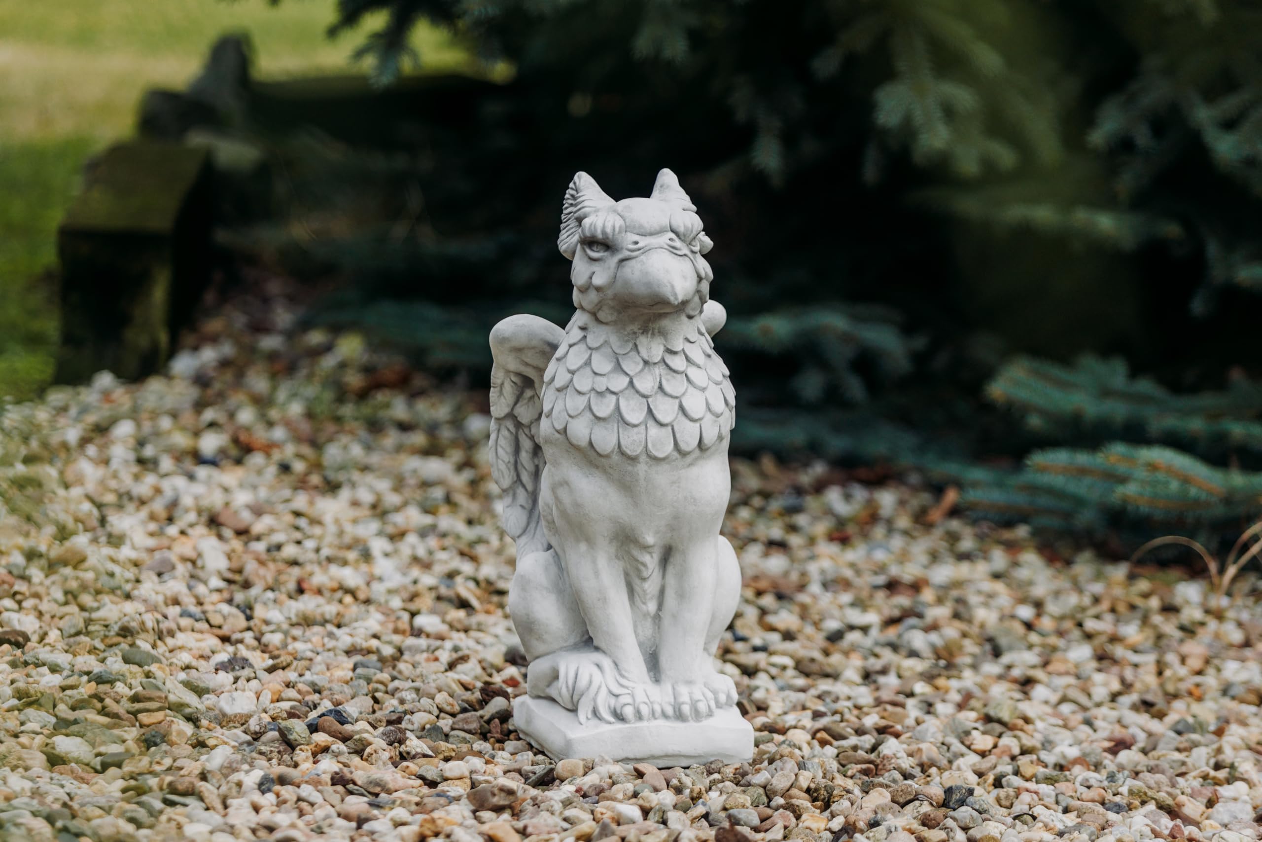 gartendekoparadies.de Greif ein mitico Leone e Aquila Figura Pietra H 55 cm 30 kg Grigio Ghiaccio Antigelo per Esterni