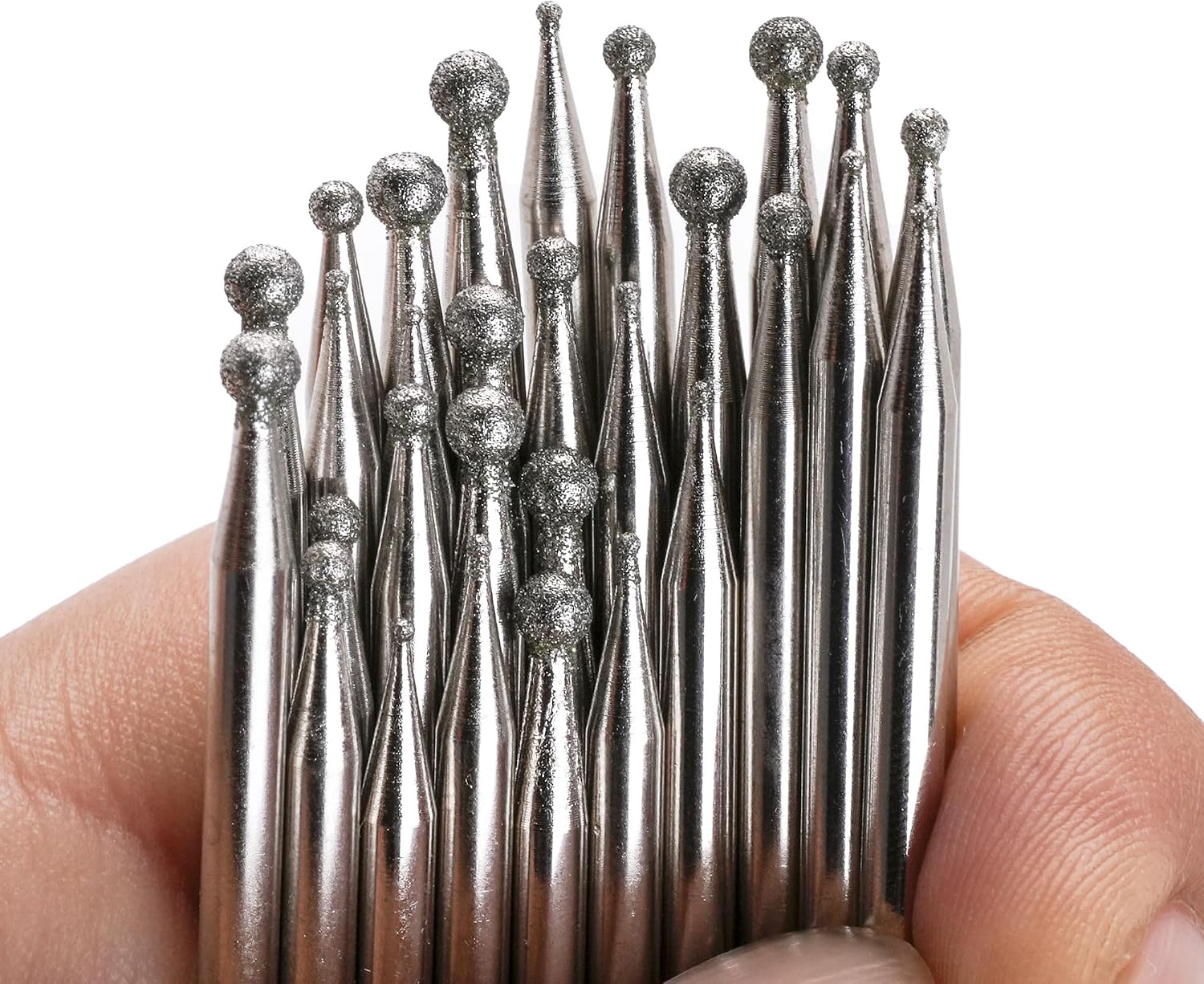 ILOVETOOL 1mm 2mm 3mm Round Ball Diamond Burr Bits, 1/8" Shank – for Dremel Rotary Tools – Jewelry, Glass, Stone Grinding