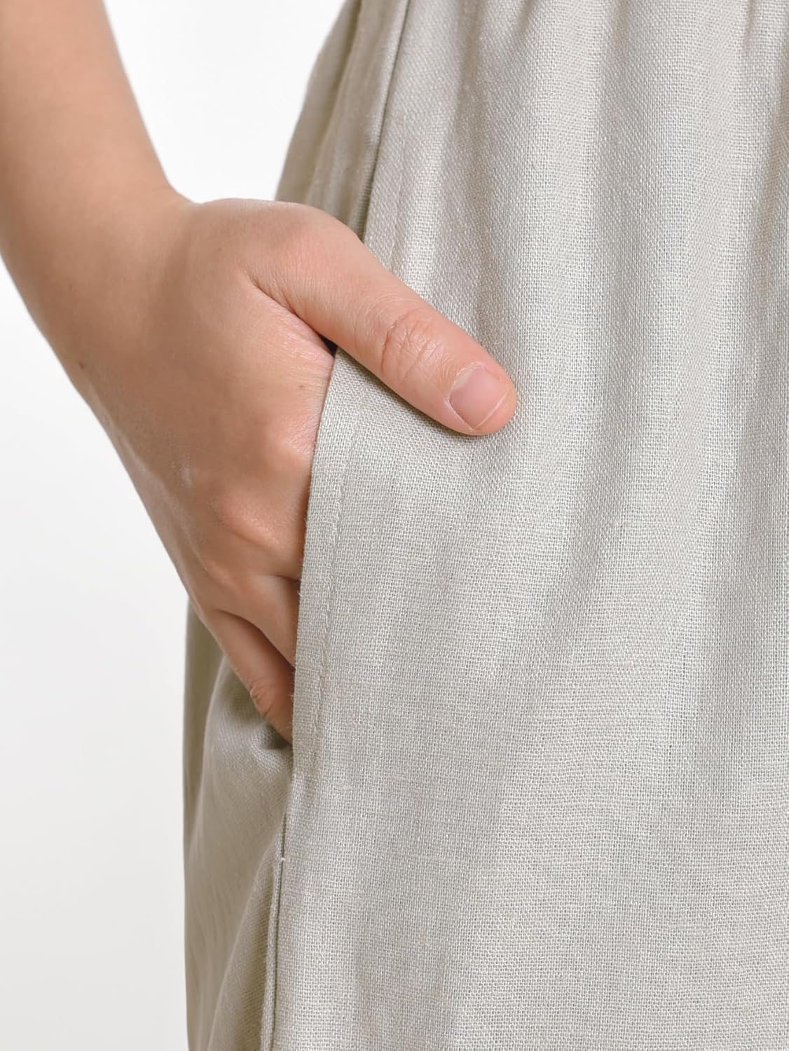 Weintee Women's Linen Capris Wide Leg Cropped Pants with Pockets - Image 3