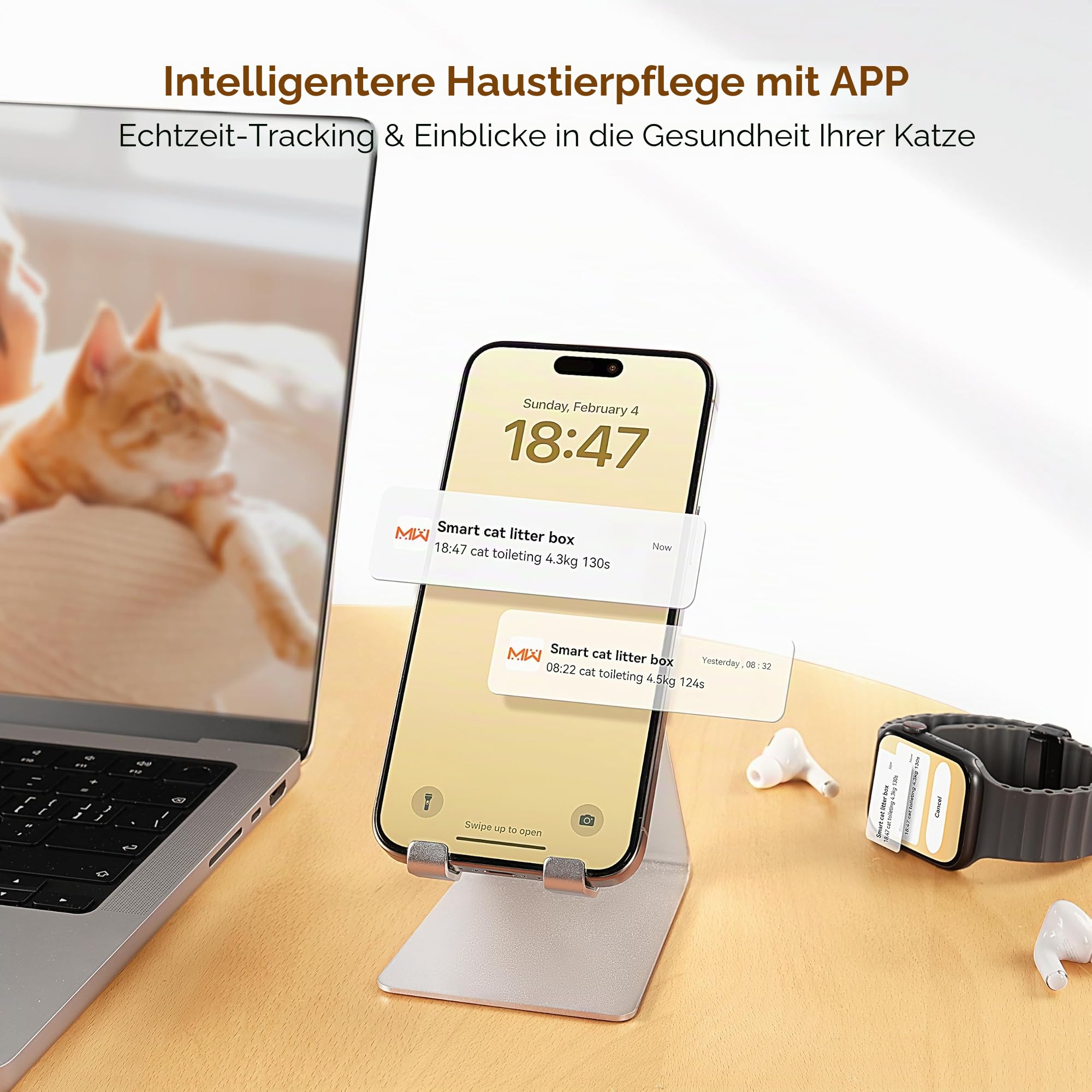 MeoWant Selbstreinigende Katzentoilette, Großes Automatisches Katzenklo mit Integrierten Sicherheitssensoren, App-Steuerung, Geruchsfrei für Mehrkatzenhaushalte, mit Matte & Einsatz | Integrierte Sicherheitssensoren, App-Steuerung, Geruchsfrei, Für Mehrka