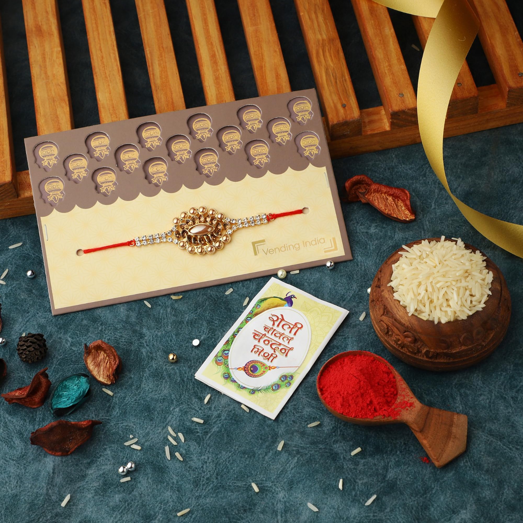 Vending India Designer Rakhi Set In A Kalash Greeting Card - Combo with Roli, Chawal, Chandan, Mishri (B0928Y6L2V) Amazon Price History, Amazon Price Tracker