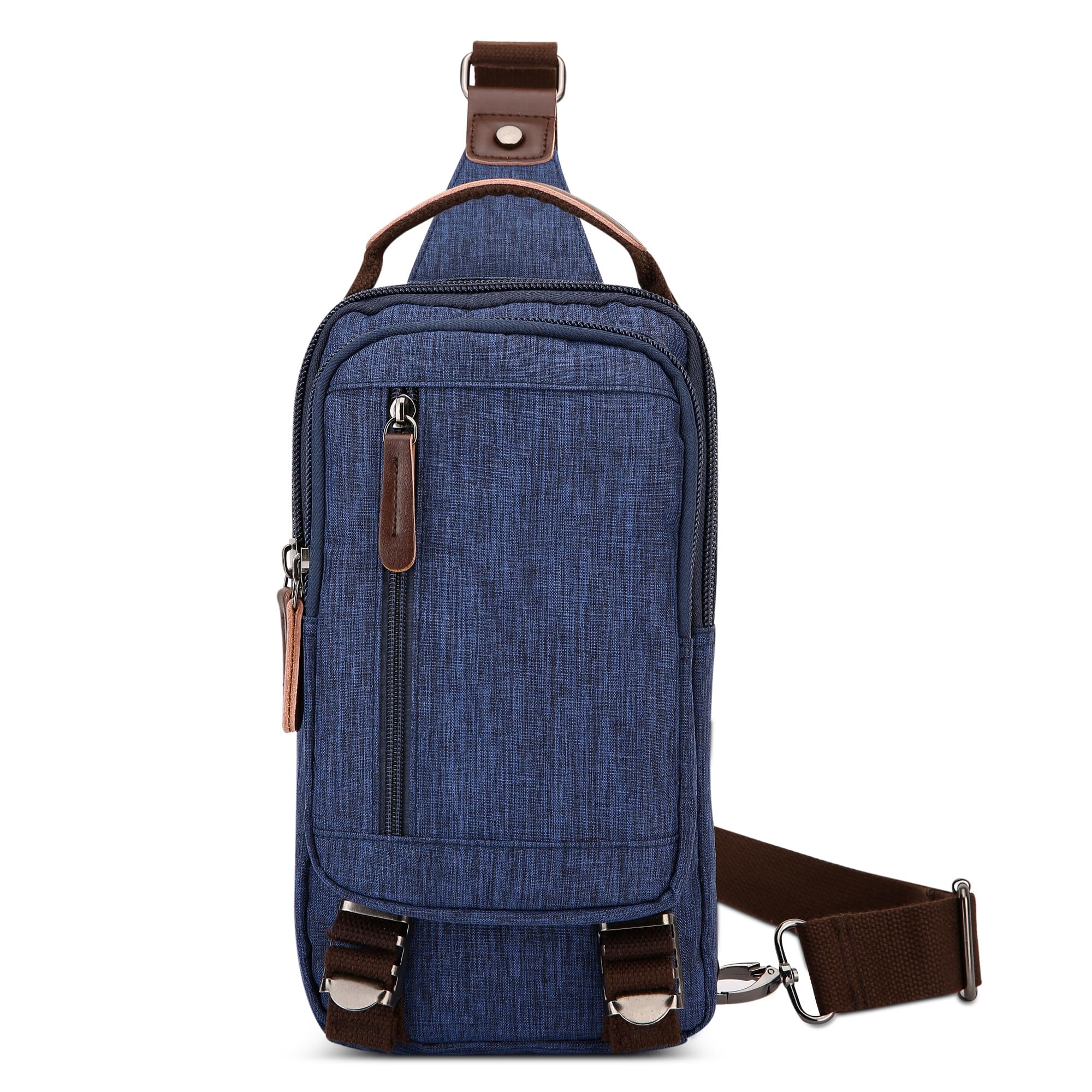 Leggero Uomo Borsa sul Petto Moda Casuale Zaino Monospalla per 7.9 Pollici iPad con Manico Sling Bag per Viaggio Quotidiano Shopping Uomo Tela Borsa a Tracolla Blu
