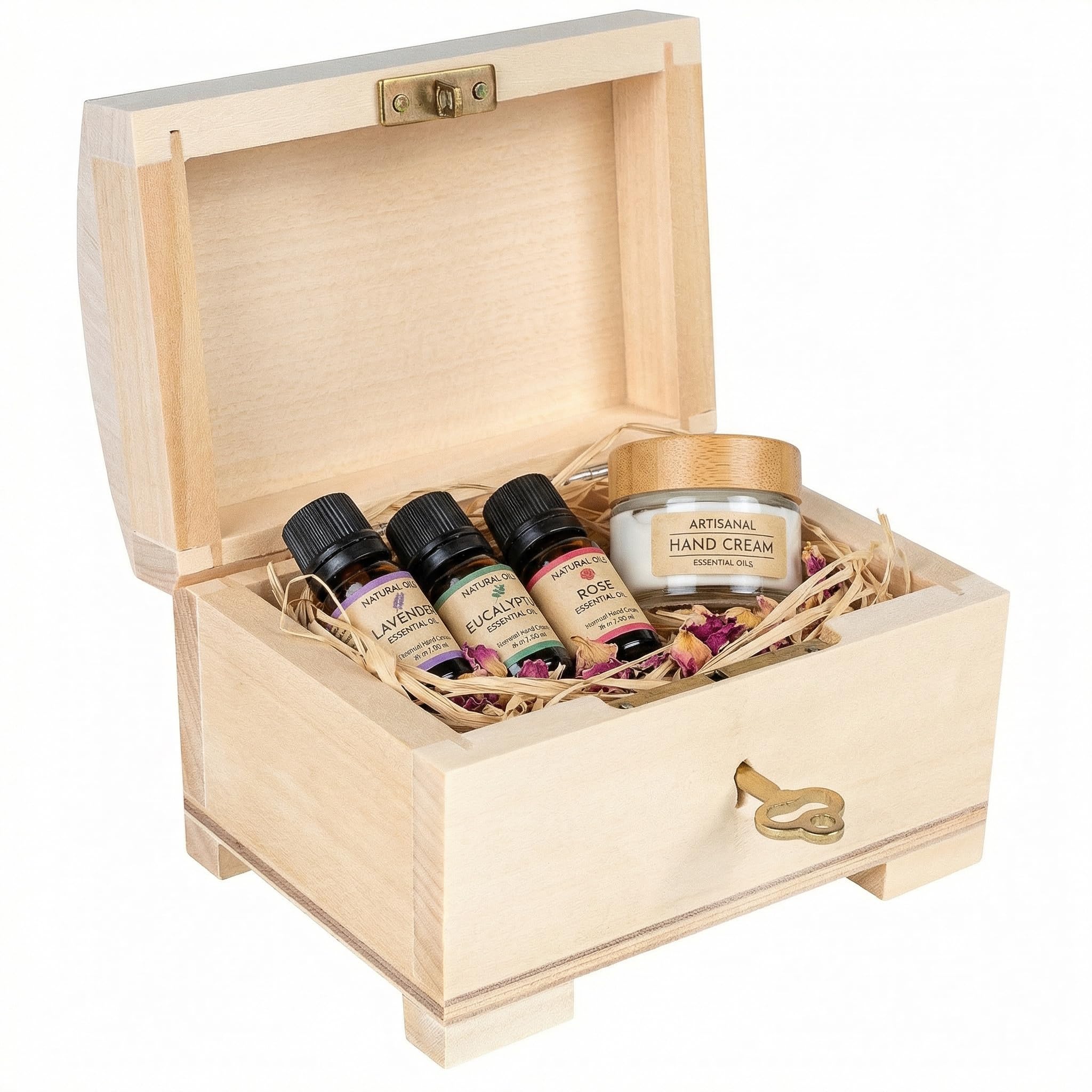 Creative Deco Small Wooden Lockable Jewellery Box | 10.6x7.5x7.5cm | Storage Box with Lid Lock & Key | Plain Unpainted & Unfinished | Easter Gift Craft Keepsake Trinket Treasure Gift Chest
