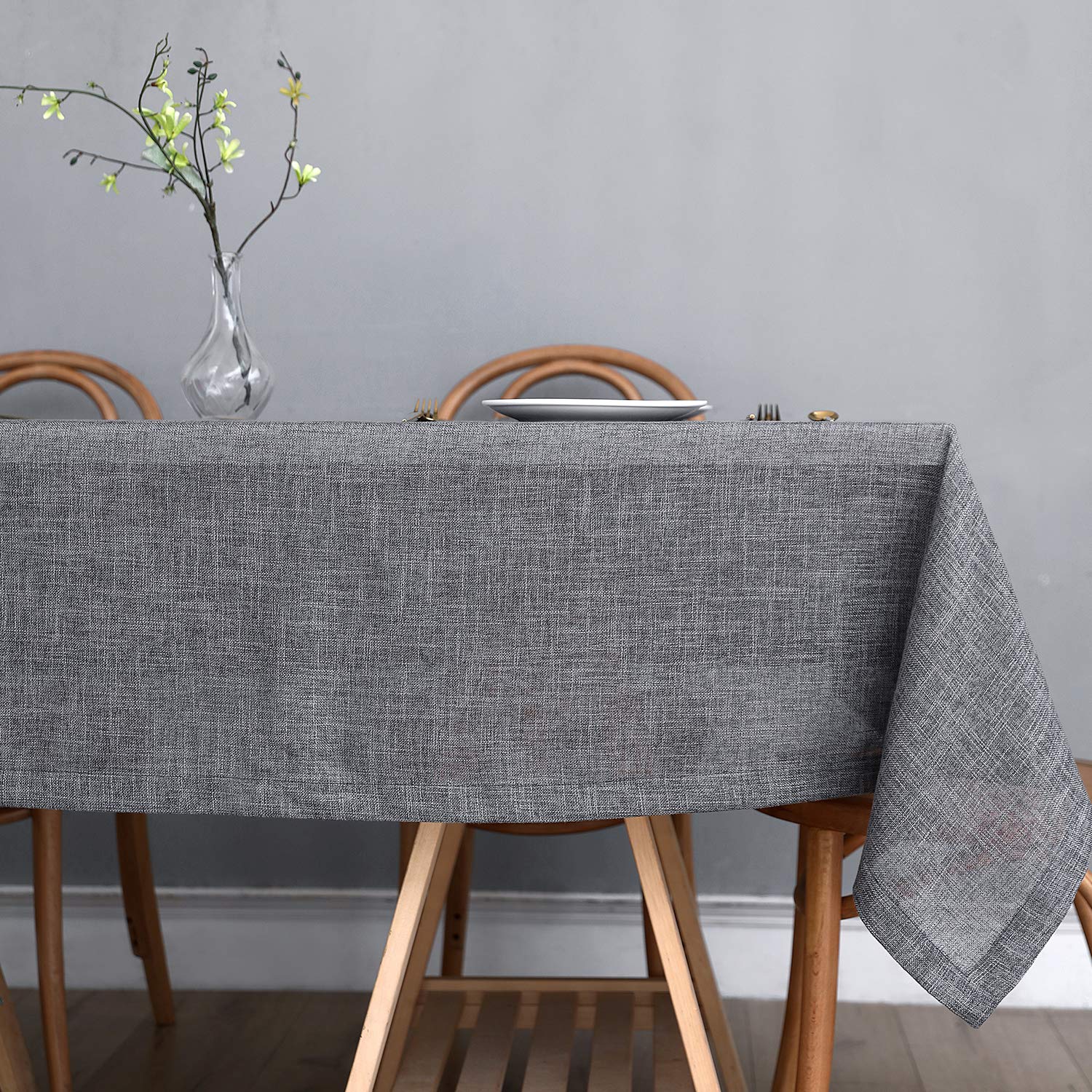 Maxmill Faux Linen Tablecloth – 60x140 Inch Rectangle, Wrinkle-Resistant, Slubby Texture, Slate Blue