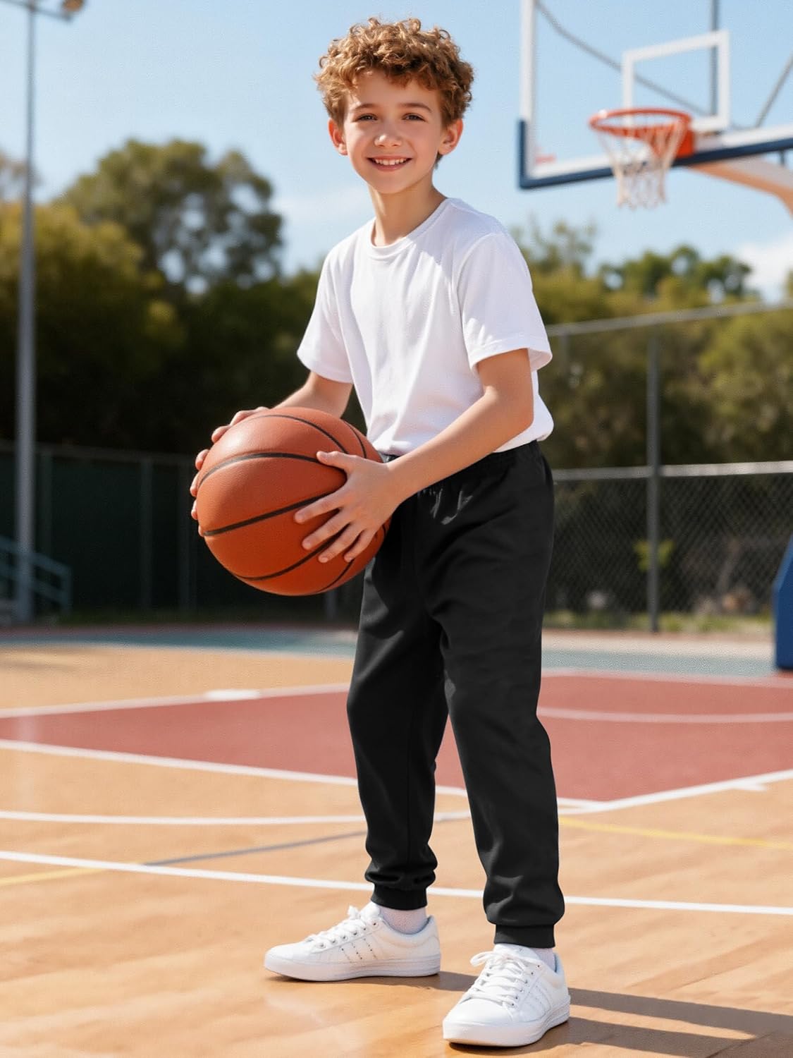 Resinta 4 Packs Boys' Mesh Athletic Pants Kids Active Lightweight Sweatpants Casual Jogger Pants with Pockets Drawstring - Image 2