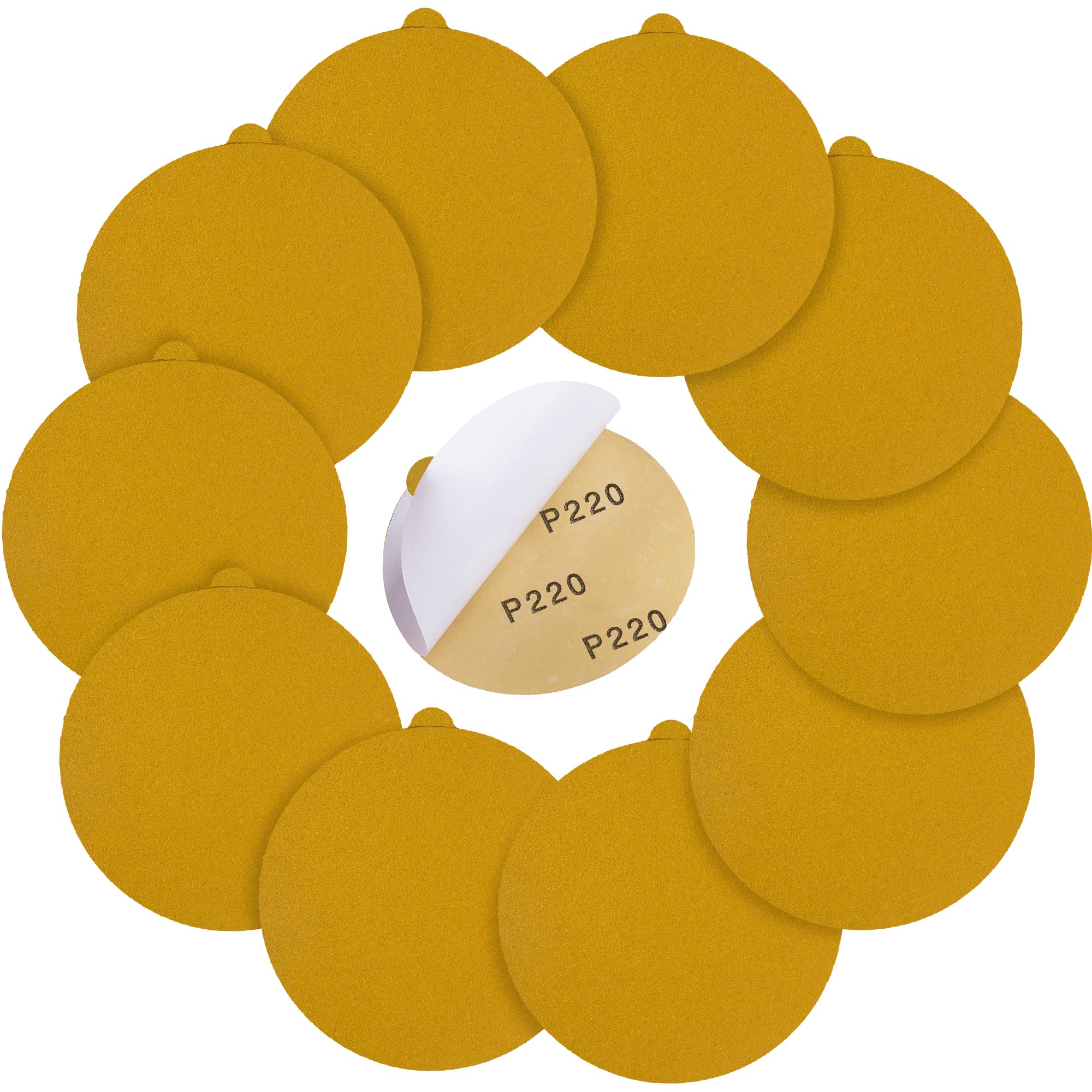 Shawya 50 PCS 6 Inch PSA Sanding Discs 220 Grit Self Adhesive Sticky-Back Sandpaper for DA Sander Finishing Abrasive Sand Paper Woodworking Wood Metal