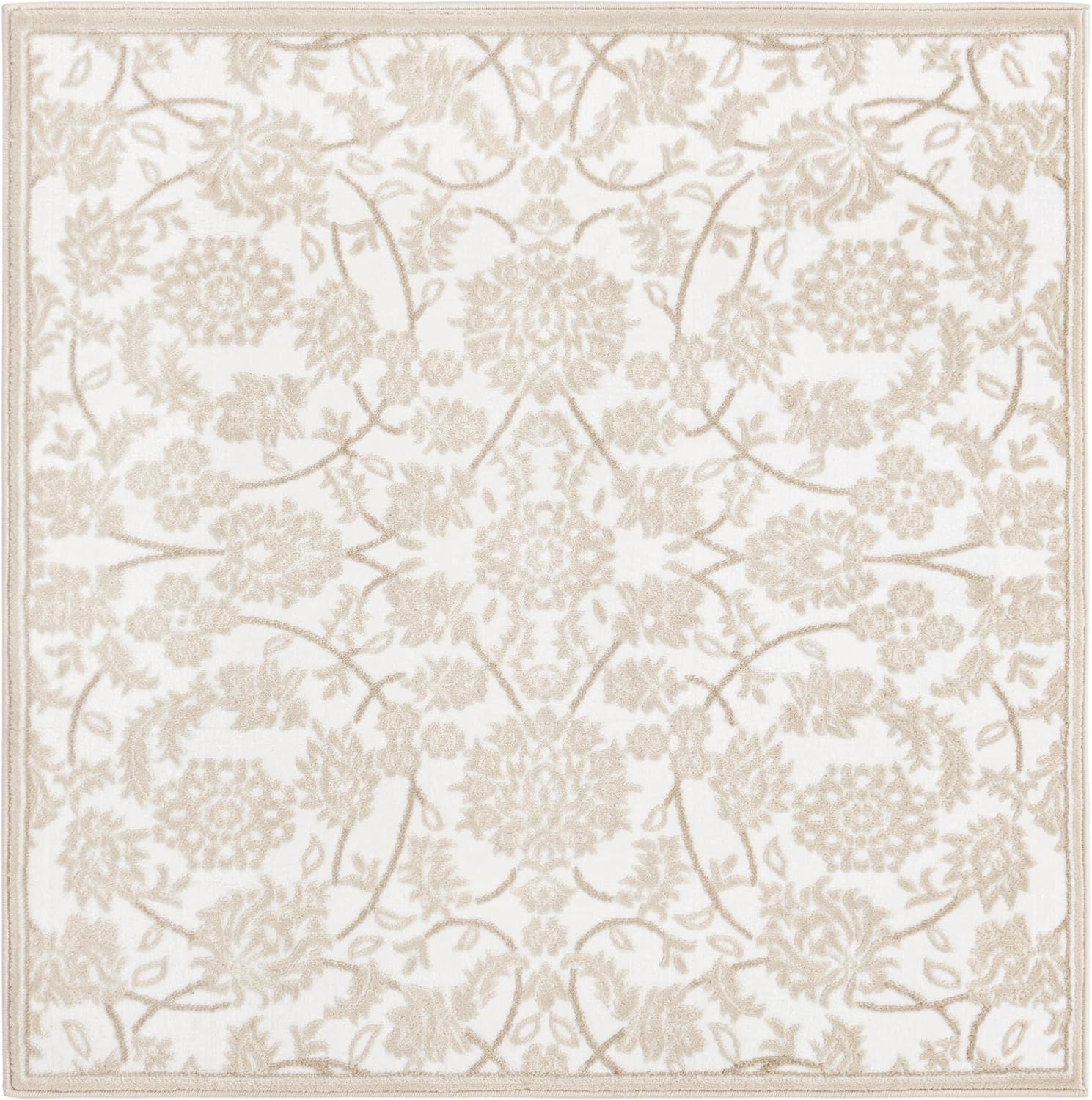 Unique Loom Rushmore Collection Area Rug - Taft (4' 1" Square, Snow White/ Beige)