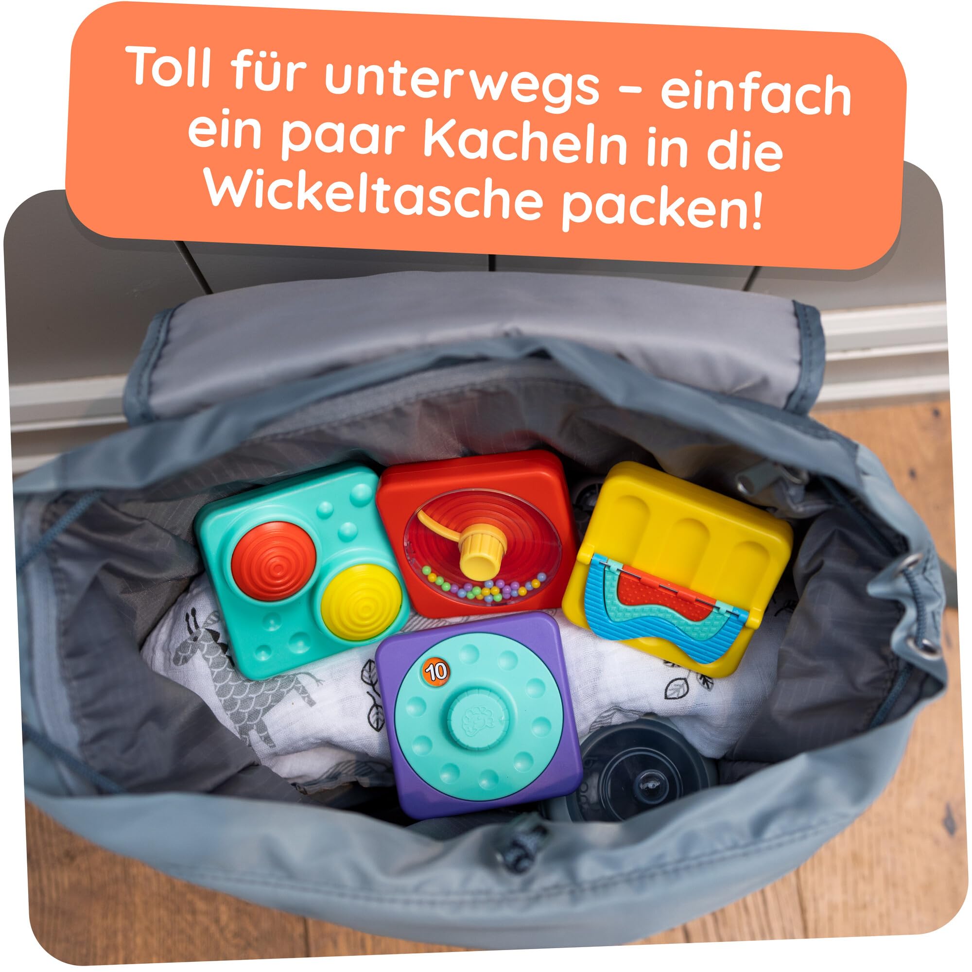 Fat Brain Toys PlayTab Essential Set, magnetisches Sensorik-Board, Motorikspielzeug für Kleinkinder, Texturen, Zahnräder, pädagogisches Spiel ab 12 Monaten