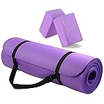 Fitvids All Purpose 1/2-Inch Extra Thick High Density Anti-Tear Exercise Yoga Mat with Carrying Strap and Yoga Blocks, Purple