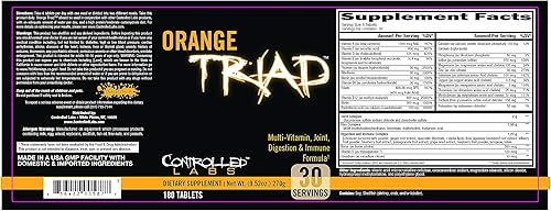 Miniatura 2 de CONTROLLED LABS Orange Triad - Multivitamínico diario, suplemento deportivo sin hierro para entrenamiento, digestión, sistema inmunológico