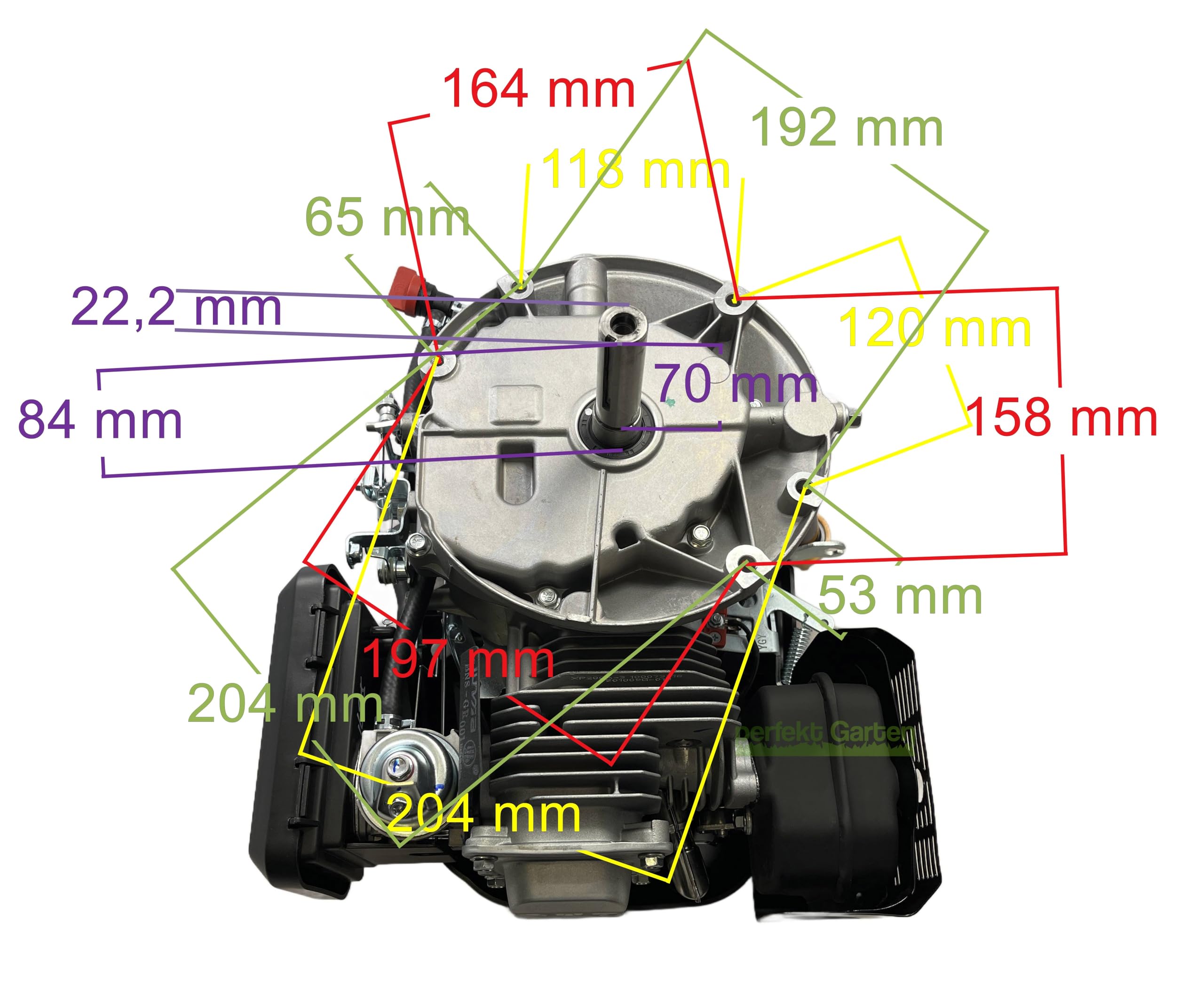 Motor de cortacésped de arranque de retroceso Zongshen XP200A de 196 cc y 6,5 CV de perfektGarten 22,2 mm / 80 mm + aceite