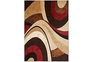 Tribeca Slade Modern Area Rug, Abstract Brown/Red