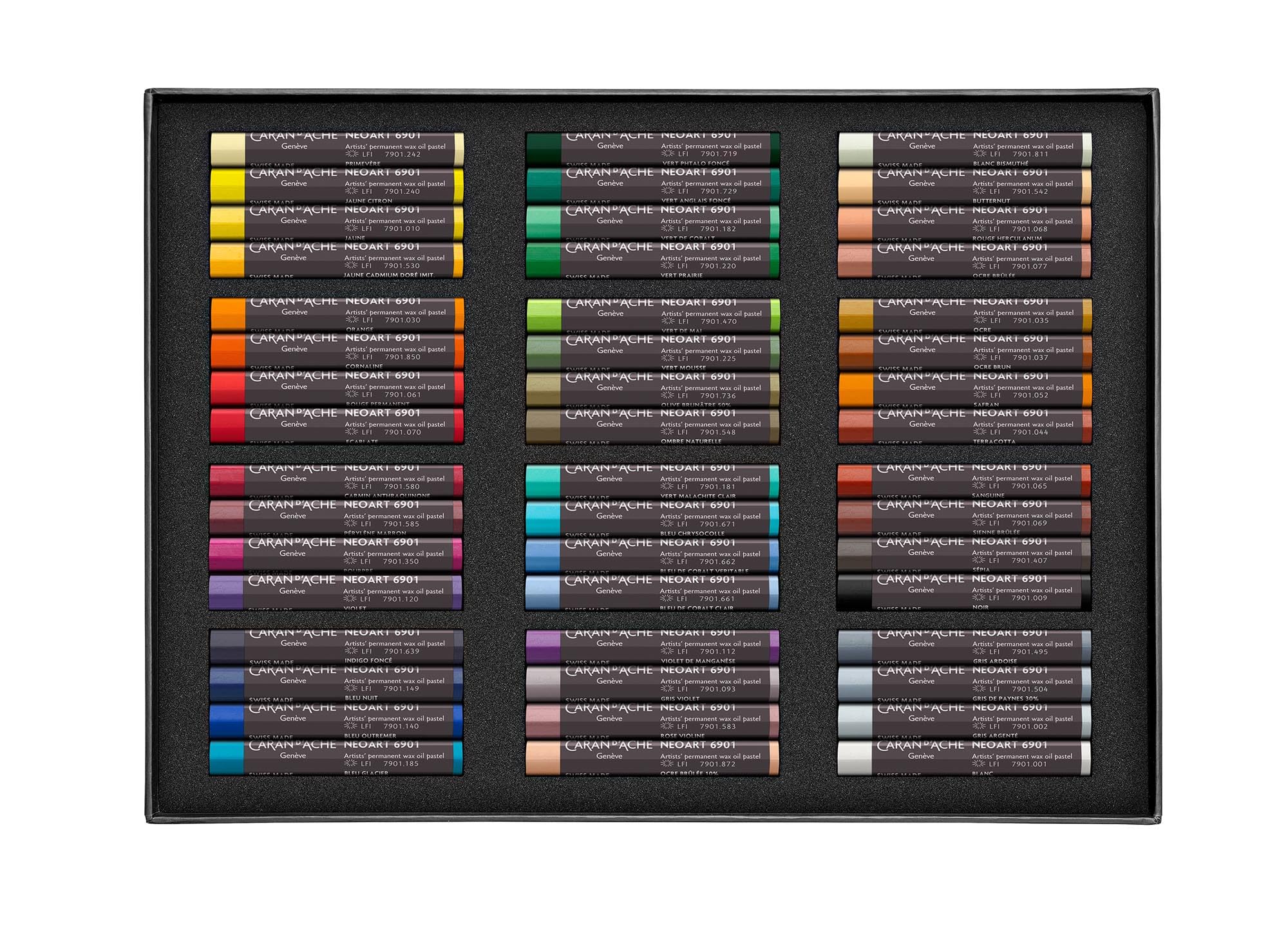 CARAN D’ACHE Neopastel Set 48 Farben, Ölpastelle im Metalletui, Künstler Pastellkreiden, Swiss Made