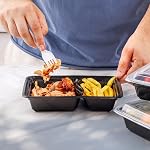 Gusto[28 oz - 50 Compter] 2 Compartiment Prépare des repas Conteneurs réutilisables, micro-ondes, lave-vaisselle et congélateur sans danger, sans BPA, contrôle de portions et entreposage des aliments avec lids-anciennement emballage confortable