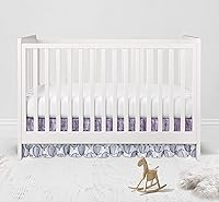 Vista 1 de Bacati - Cuna de percal 100% algodón con estampado floral de cachemira, falda con volantes (aguamarina, lila/morado, 3 capas de niveles)