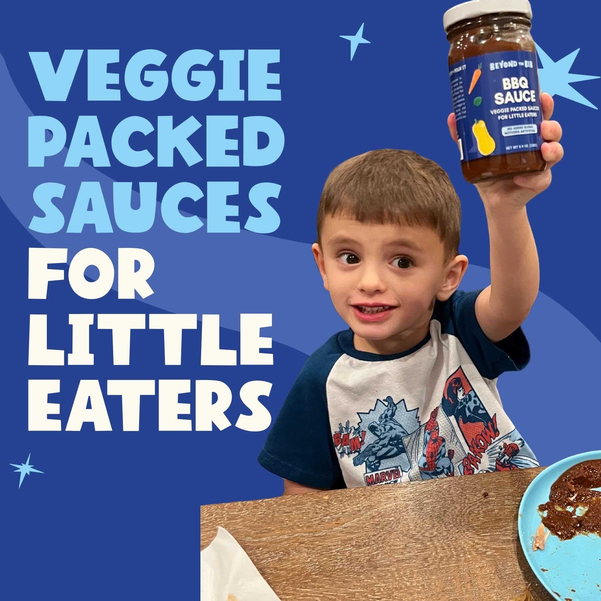 Beyond the Bib All Natural Toddler Sauces for Picky Eaters - Hidden Vegetables, No Added Sugar, Quick & Healthy Mealtime Solution - For 24+ Months (Tomato, BBQ, Sweet Mustard)