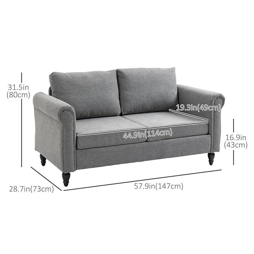 HOMCOM Vintage Loveseat, Upholstered Love Seat Furniture