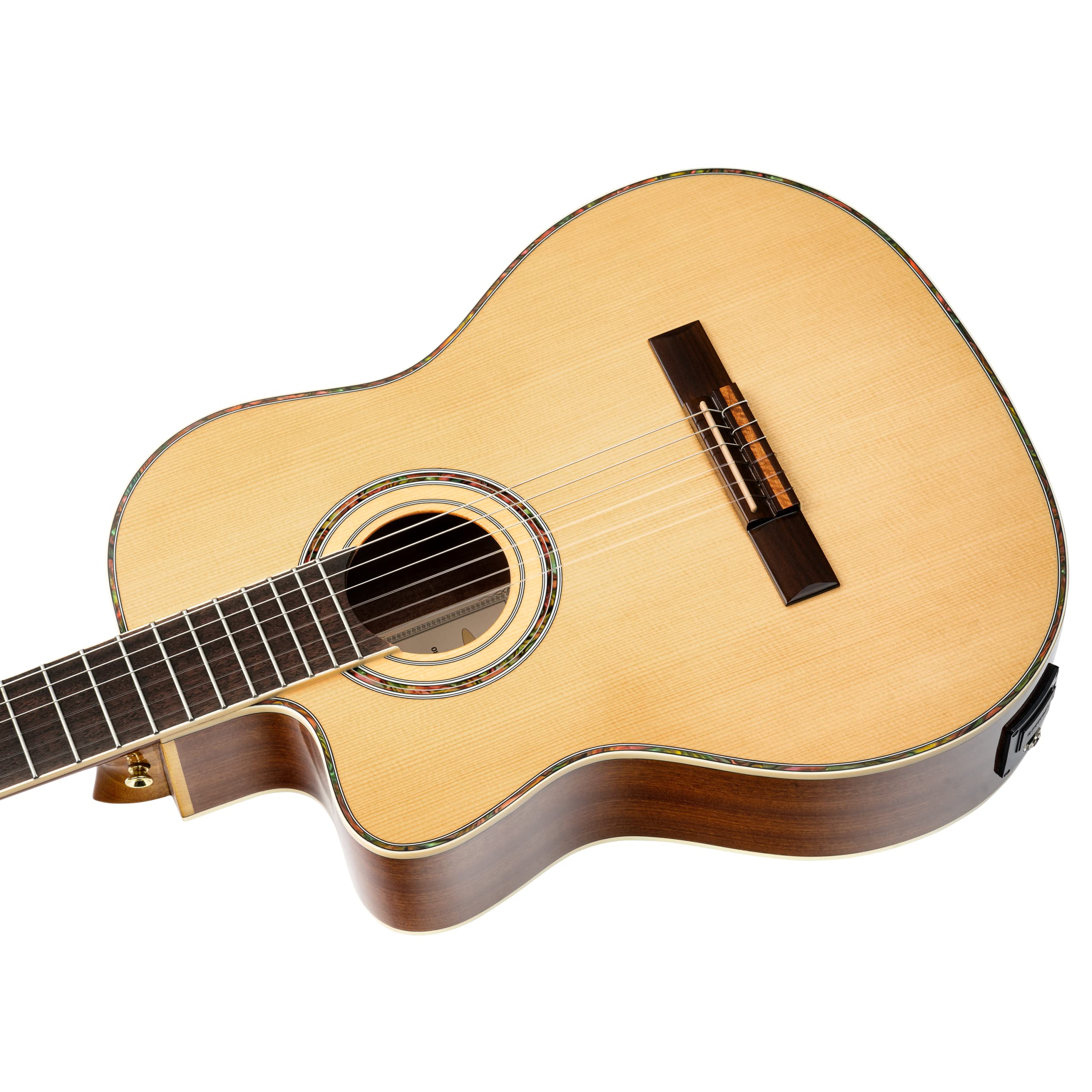 Ortega Guitars Family Series Pro - Guitarra de concierto para zurdos (electroacústica, abeto y caoba, incluye funda (RCE141NT-L)