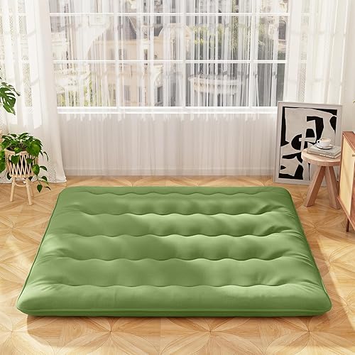 Giantex Colchón japonés de suelo, colchón futón de 4 pulgadas con funda lavable y bolsa de almacenamiento, colchón plegable enrollable para tatami,