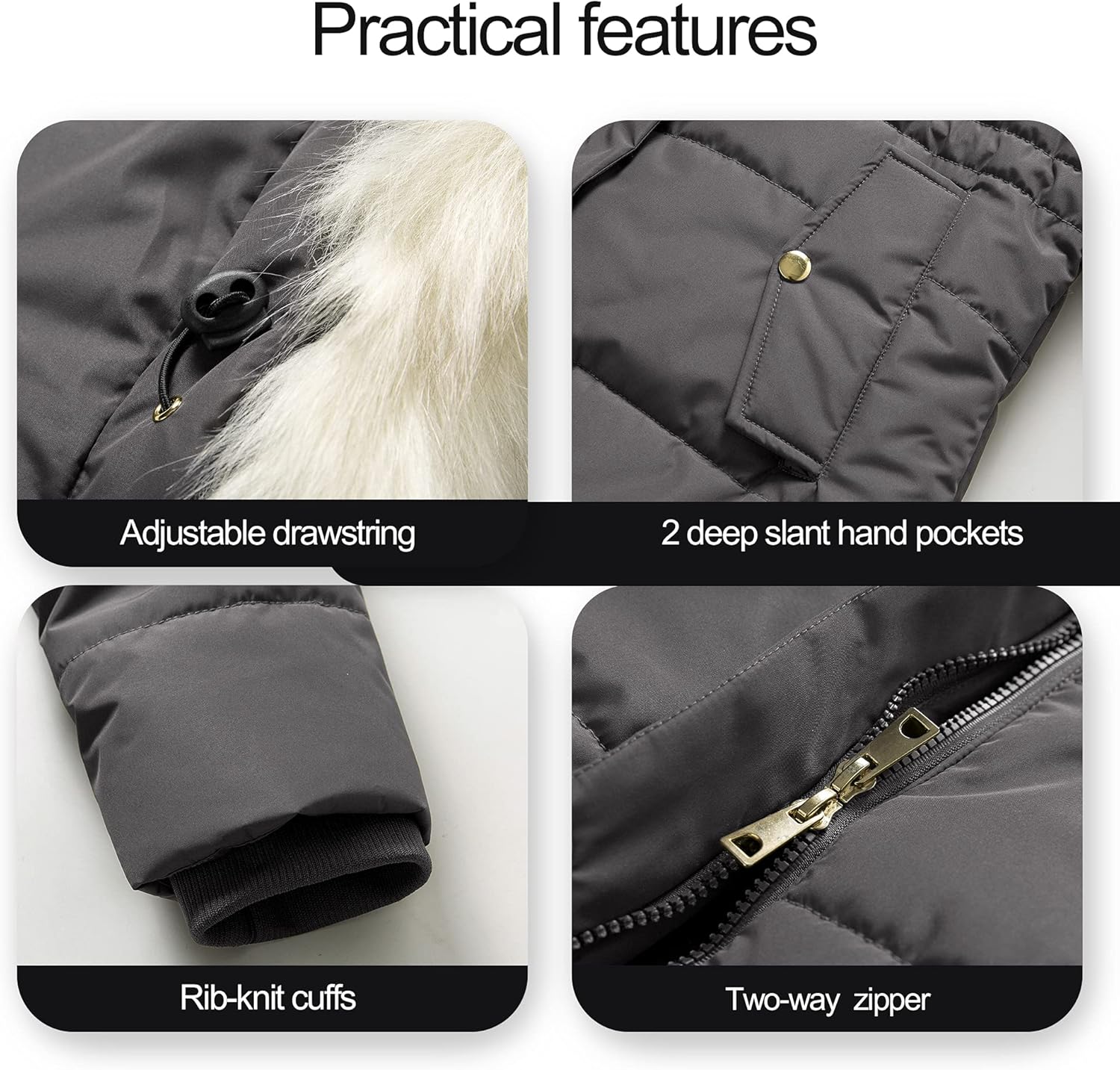 Chrisuno Women's Winter Warm Coats Puffer Jacket Long Drawstring Waterproof Snow Parka With Removable Faux Fur Trim Hood - Image 6