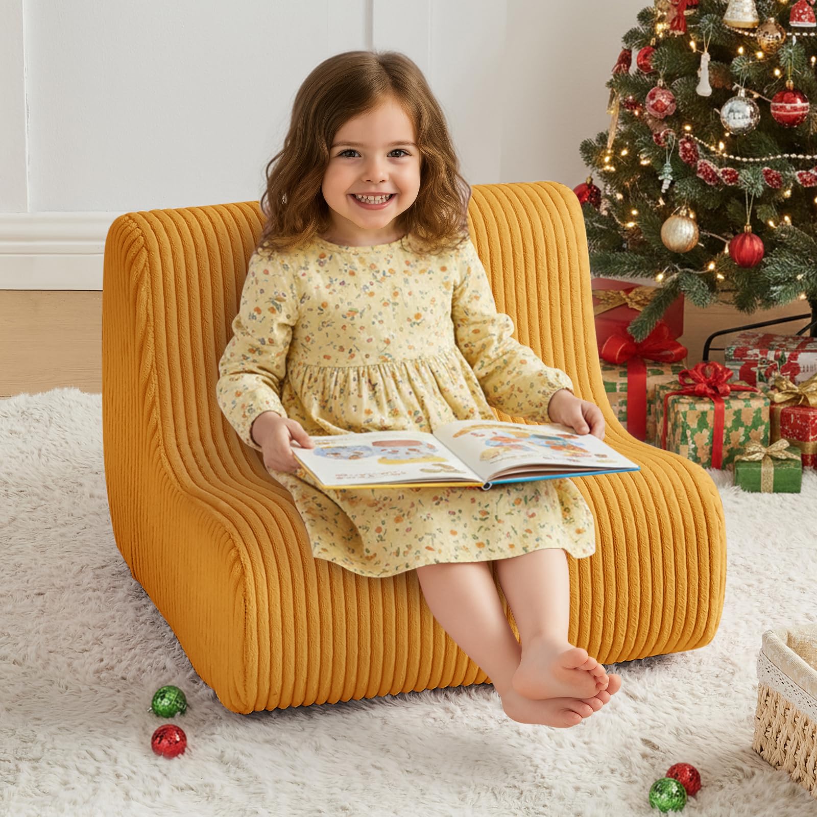 Kids Bean Bag Chair, Ultra-Soft Toddler Bean Bag Sofa with Foam, Small Toddler Comfy Lazy Lounger Chairs for Playroom or Bedroom - Christmas Birthday Gift for Boys and Girls