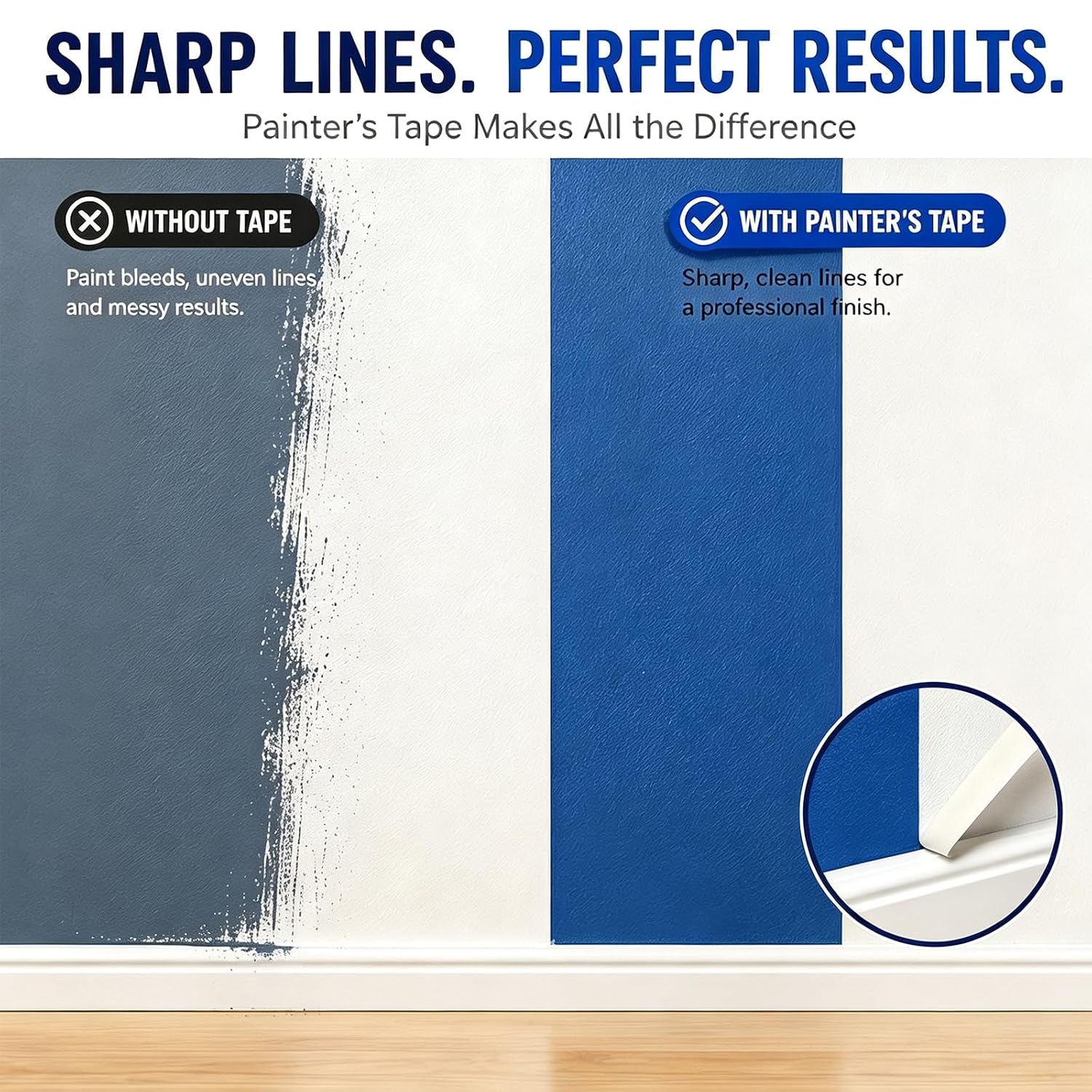White Painters Tape 2 Inch Wide, 2 Rolls Masking Tape 1.89 Inch x 55 Yards – No Residue White Masking Tape for Wall Painting, DIY, Packaging & Multi-Surface Use