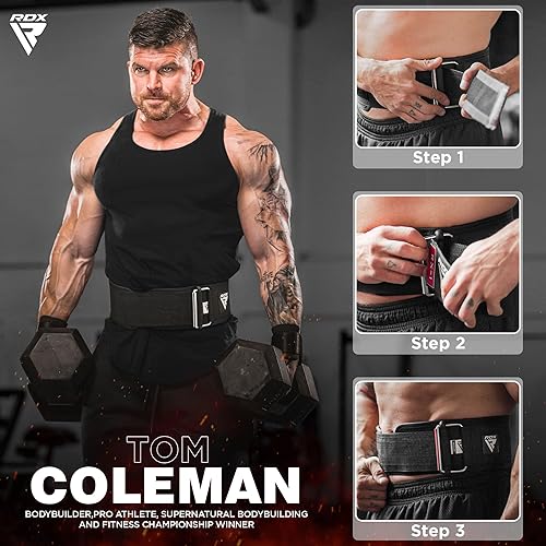 Miniatura 4 de RDX Cinturón de levantamiento de pesas - AUTO LOCK Cinturón de gimnasio ajustable de 4 pulgadas para entrenamiento olímpico cruzado - Soporte para