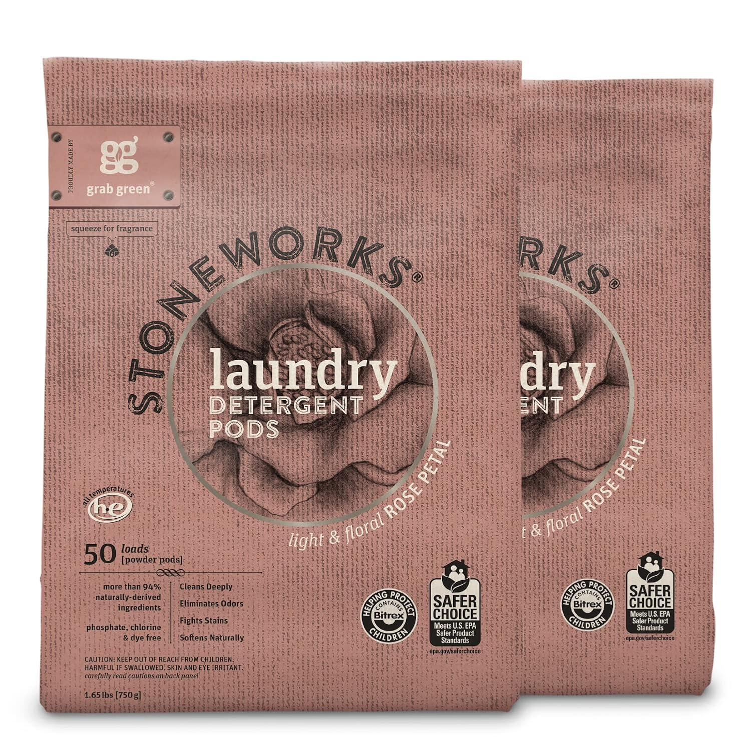 Grab Green Stoneworks Laundry Detergent Pods, Powered by Naturally