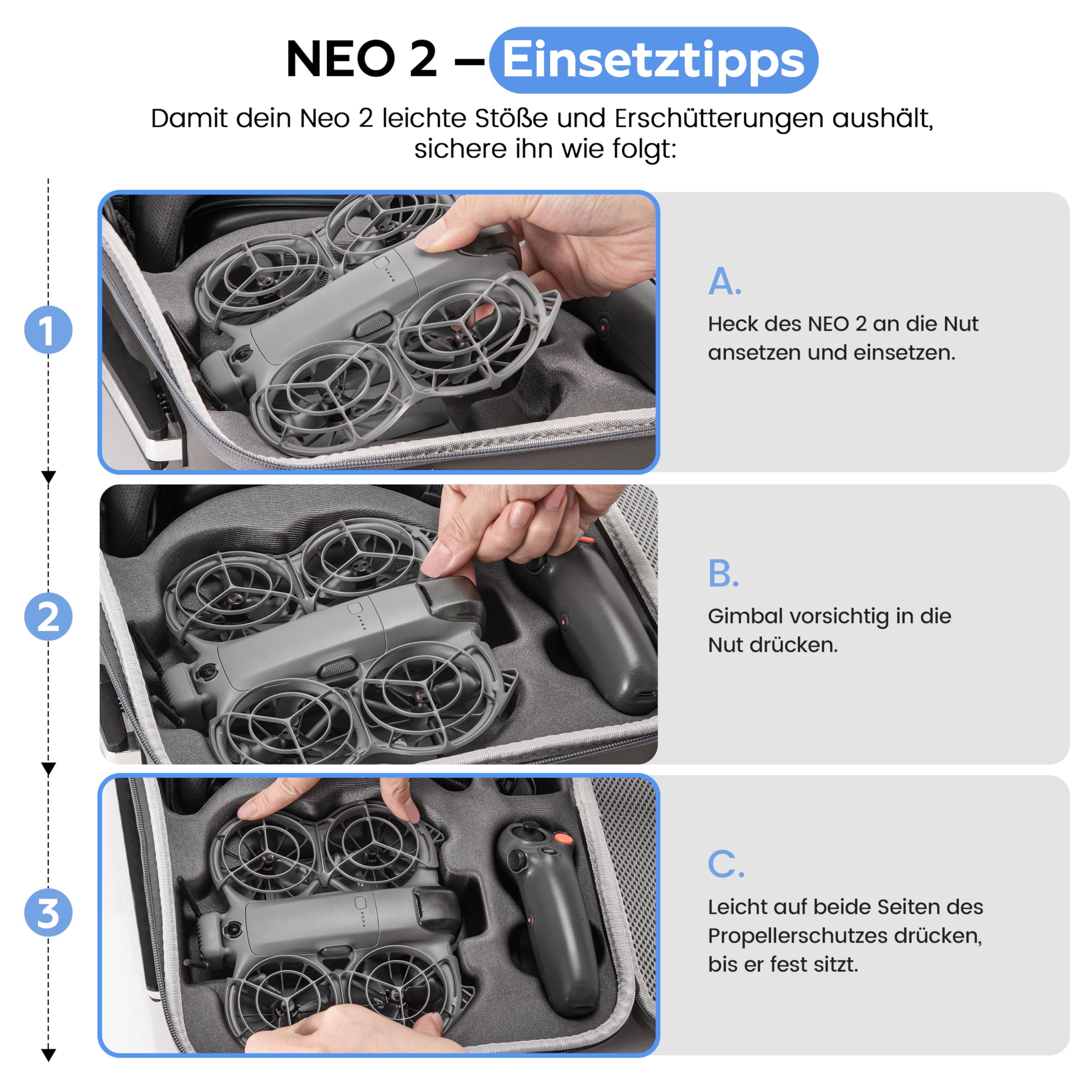 STARTRC Tasche für Neo 2 und Goggles N3 Zubehör, Tragbar PU Tragetasche für DJI Neo 2 Motion Fly More Combo für RC Motion 3, Goggles N3, Ladestation[Nur Tasche]