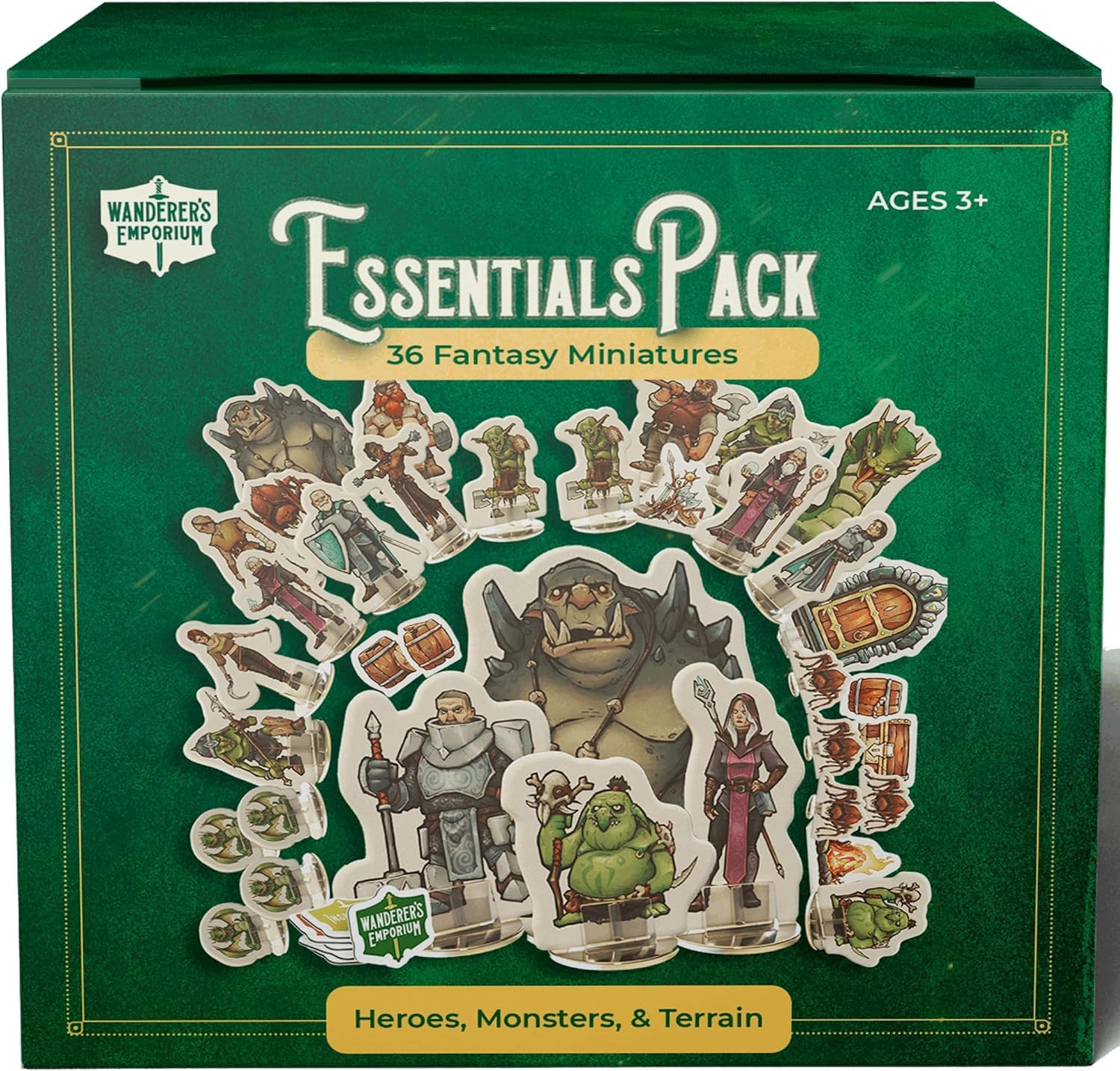 Lot de 36 figurines DND plates de qualité supérieure avec bases | Ensemble de démarrage Donjons et Dragons 5e, Pathfinder, TTRPG, pions, standees, jetons (pack essentiel, 36