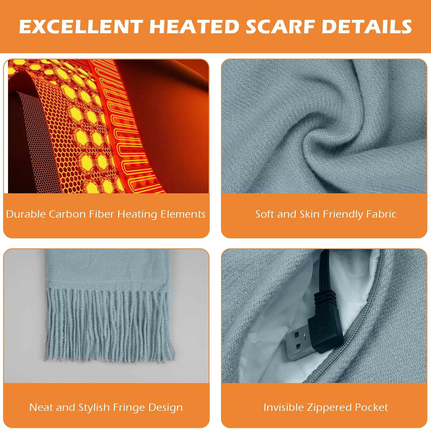 Heated Scarf for Women,Men Rechargeable Heating Scarf for Neck with Battery, Intelligent Winter - Image 6