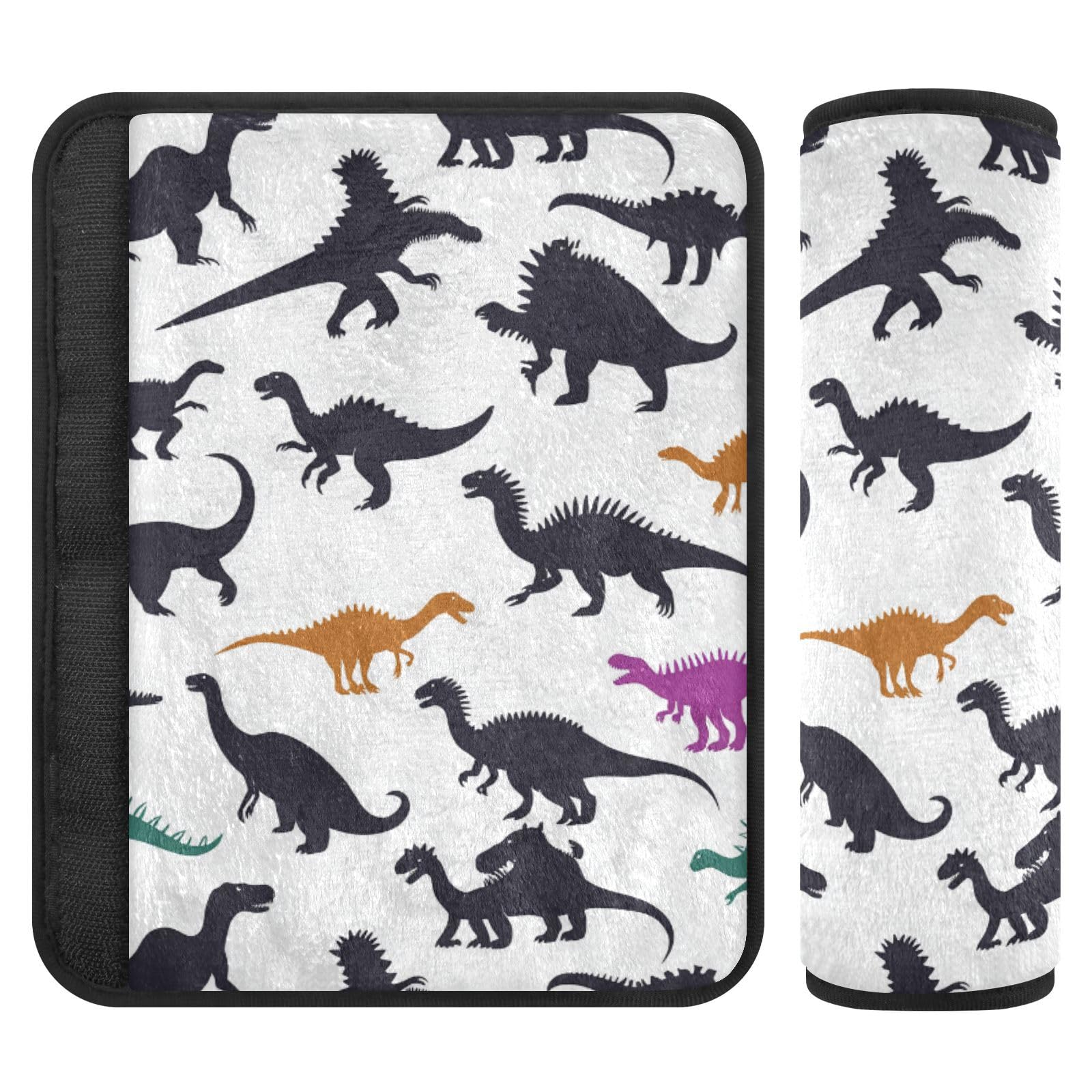 Seat Belt Covers 2 Pack Dinosaur Car Seat Strap Covers Super Soft Silhouettes Car Seat Neck Cover for Boys Girls Adults Babies M