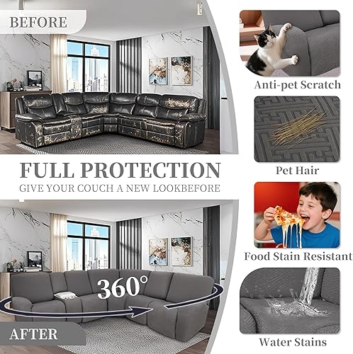 Miniatura 5 de Fundas de sofá reclinable seccional 100% impermeables para sofá reclinable en forma de L, funda de sofá modular de esquina en forma de L, fundas