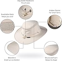 Vista 3 de Sombrero de ala ancha Cimarron Safari para mujeres y hombres – UPF 50+ sombrero de pesca al aire libre sombrero de protección solar