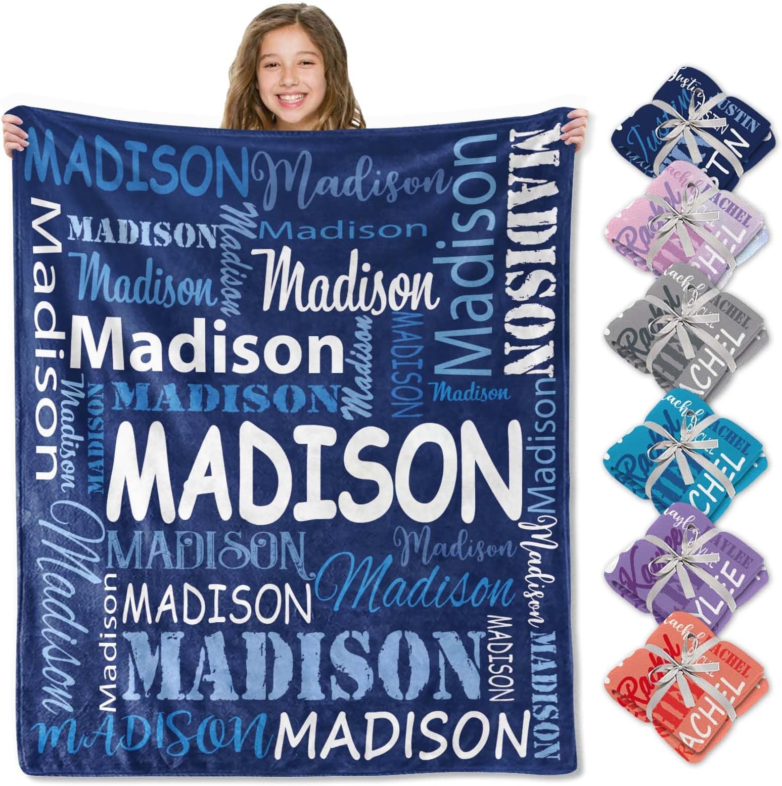 Corissy Ships Next Day, Personalized Blankets and Throws Custom Blanket with Name Customized Flannel Blanket for Kids Christmas Blanket Gifts for Teen Girls Boys