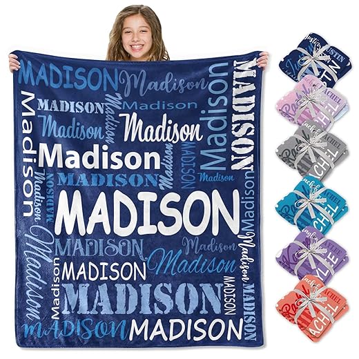 Personalized Blankets and Throws Custom Blanket with Name Customized Flannel Blanket for Kids Christmas Blanket Gifts for Women Men