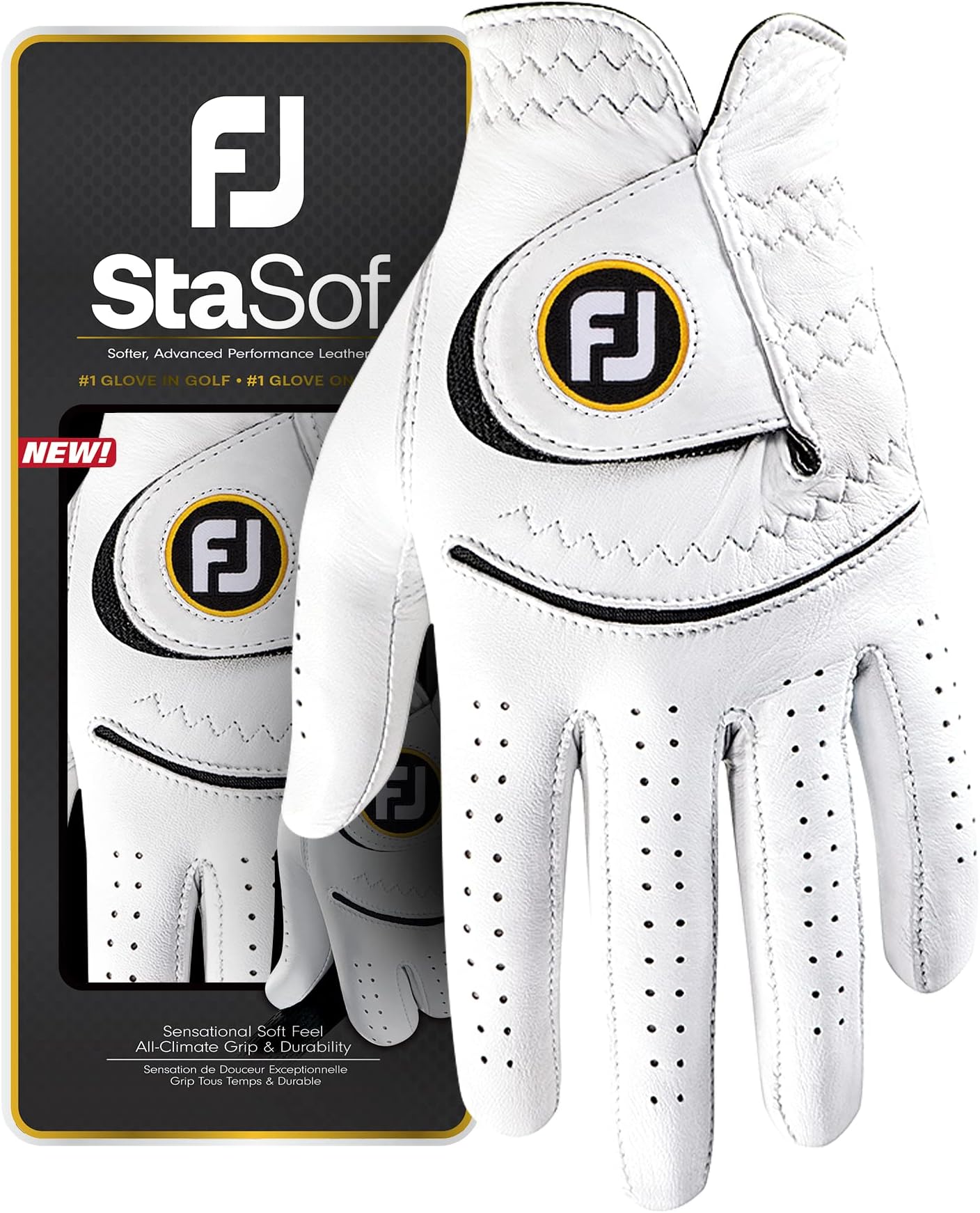 FootJoy Women's StaSof Golf Glove, White, Small, Worn on Left Hand