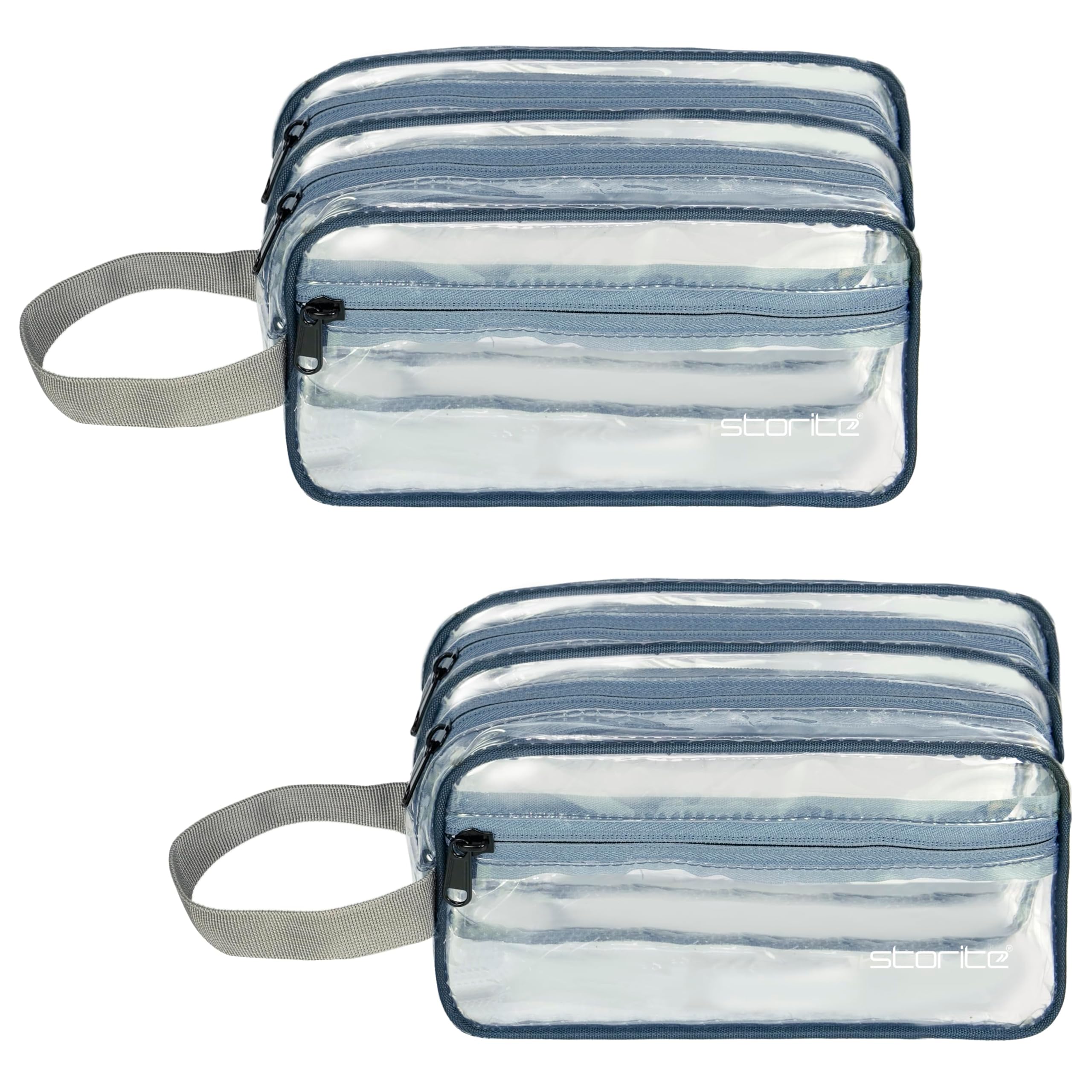 Storite 2 in 1 Travel Pouch Washbag Cosmetic Storage Bag | Suitable for Skincare Cosmetic Travel Gym Bathroom Makeup and Daily Organization - 2Pk Grey