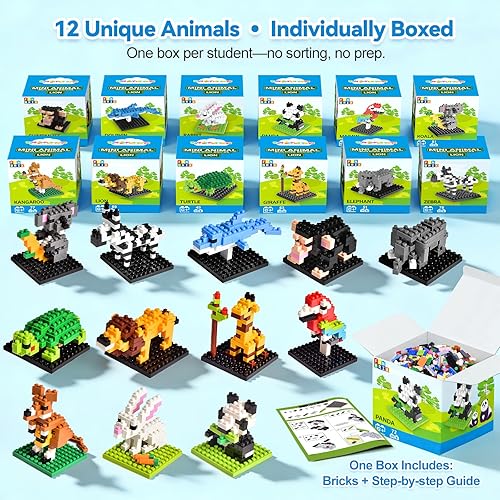 Miniatura 2 de FUN LITTLE TOYS Recuerdos de fiesta para niños, juegos de bloques de construcción de mini animales, bolsas de regalo para niños, premios de juguetes