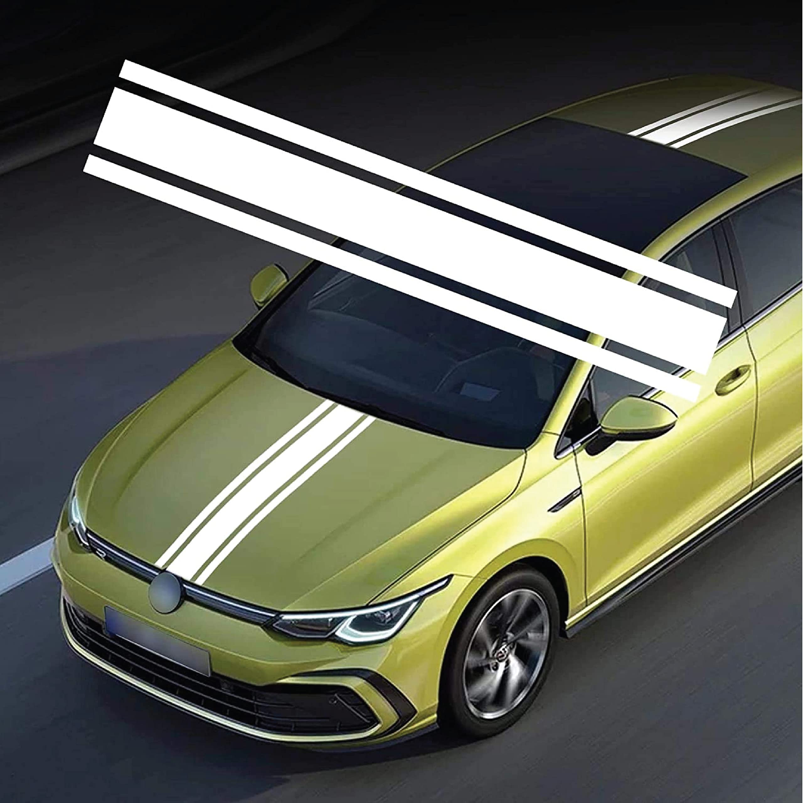 ISEE 360® Car Bonnet Stickers Stripes Suitable for All Cars Exteriors Decorative Vinyl Die Cut Stickers L X H 124 X 22 CMS