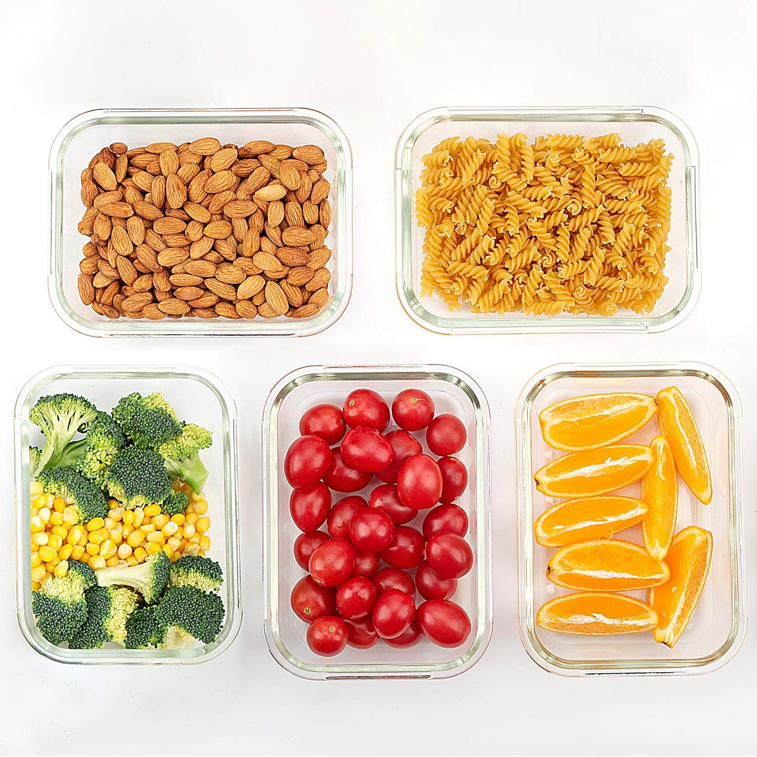 Amazon | [5パック, 34オンス] 食事準備用ガラス容器 - ロック蓋