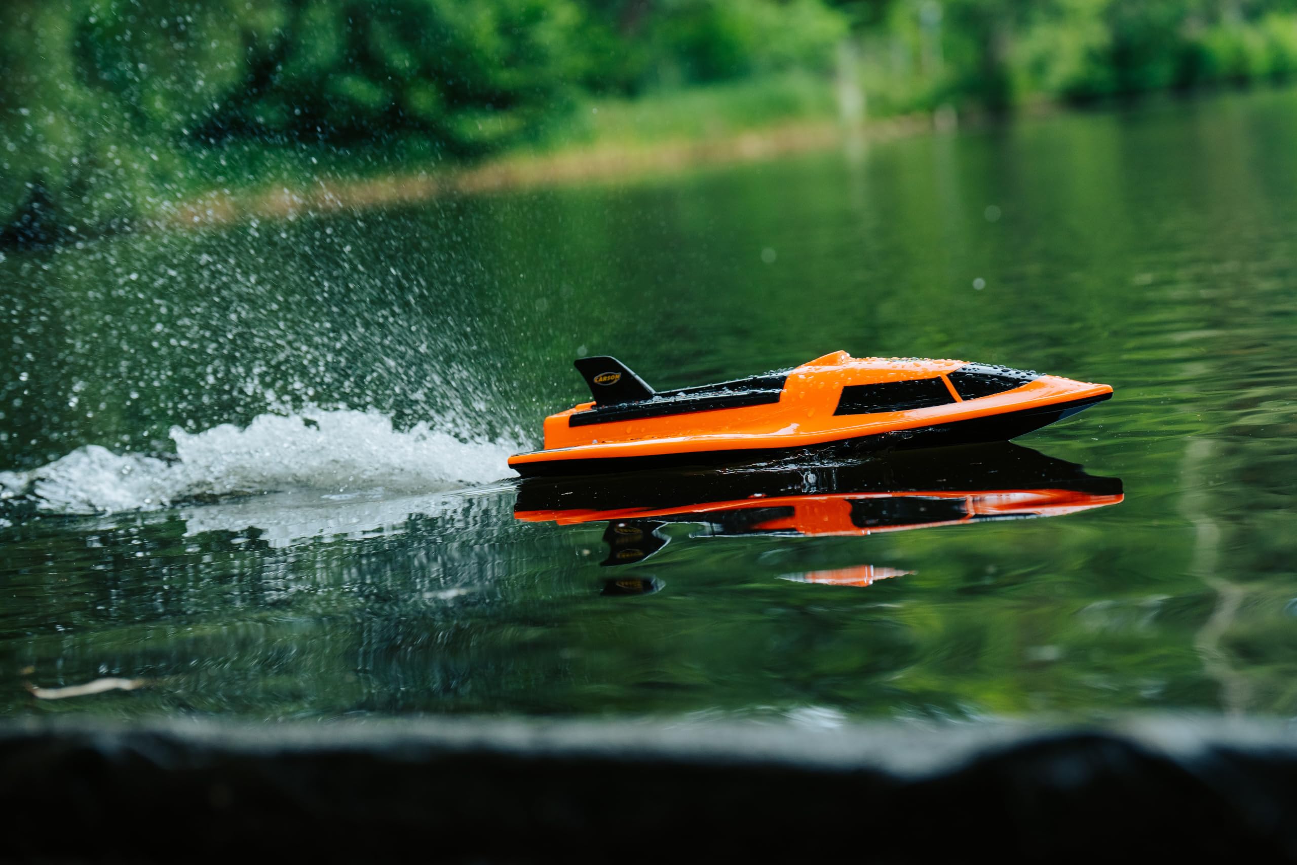 Carson Sea Ray RC - Barco RTR, 2,4 GHz, Doble accionamiento, LED, Color Naranja