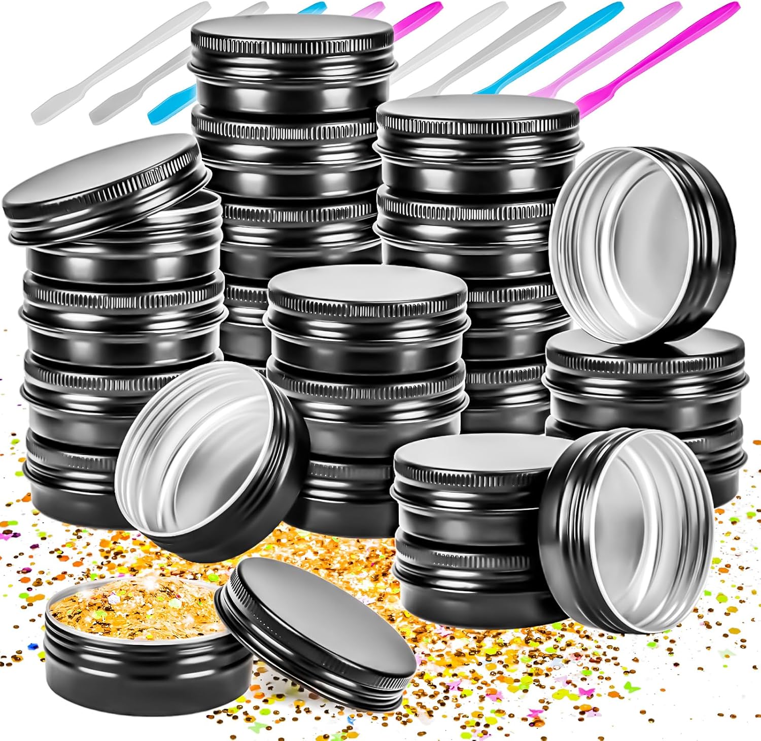 24 Pcs Metal Tins Container Screw Lid Containers Leak Proof