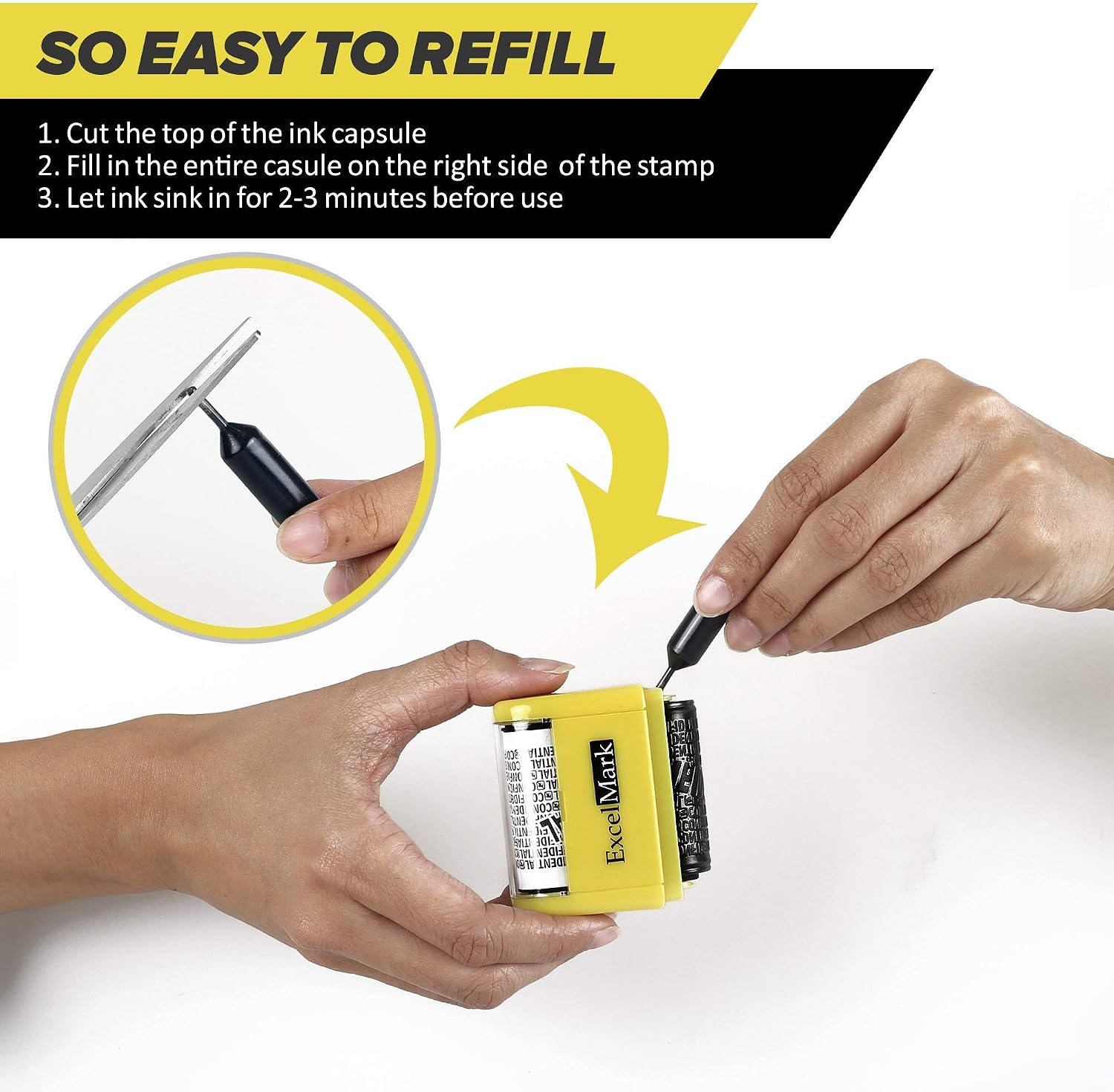 ExcelMark Rolling Identity Theft Guard Stamp (Refill Ink Set)