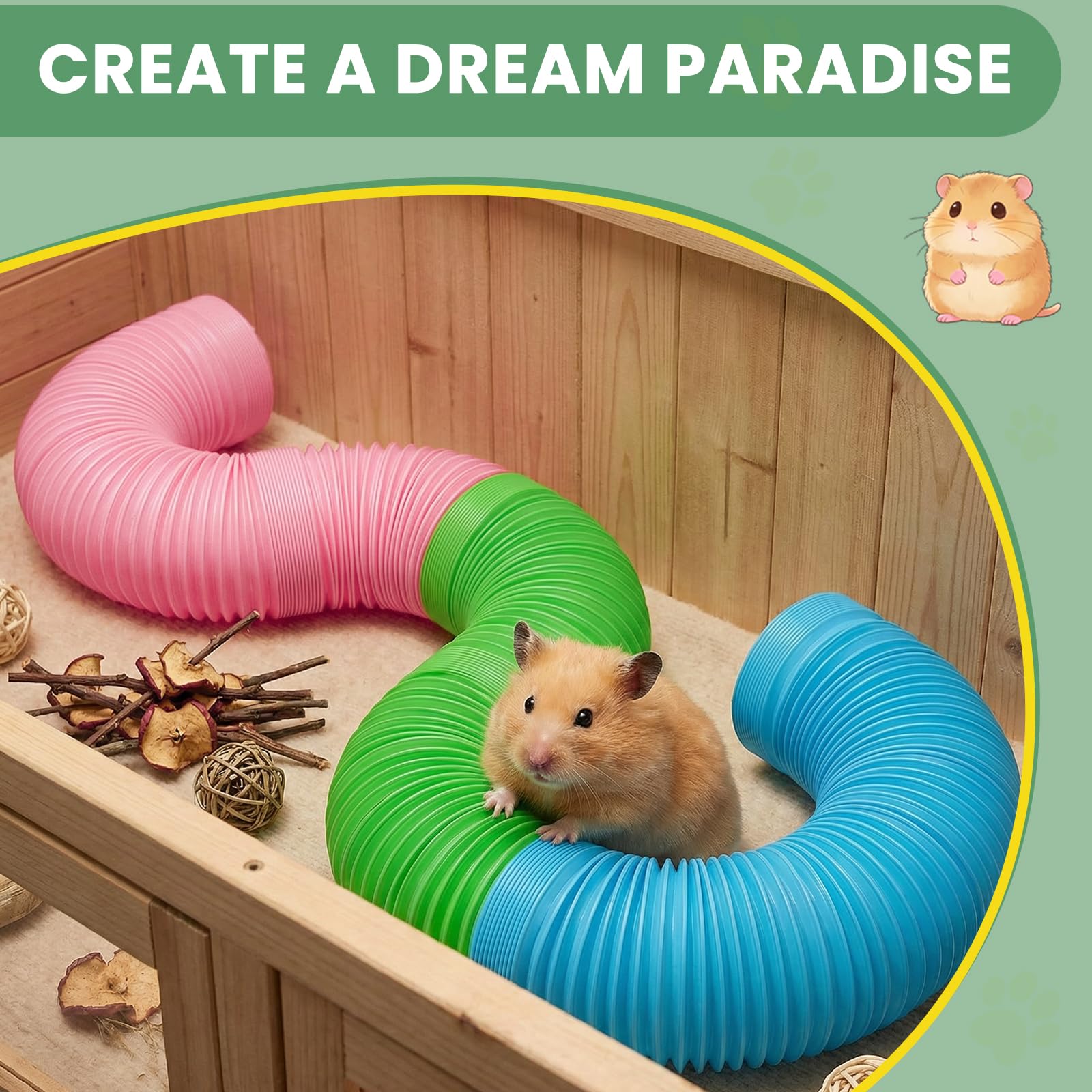 19 tubos para hámster y juguetes masticables de madera para hámster, juguetes naturales para el enriquecimiento, accesorios de jaula para mascotas para sirio, accesorios de jaula para el cuidado de