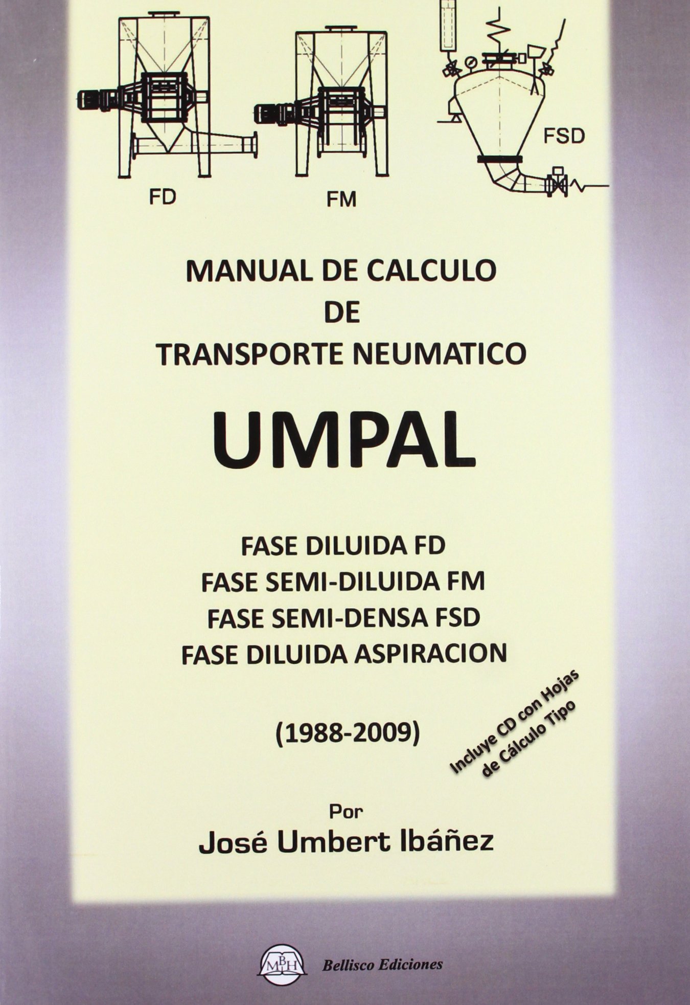 Manual de cálculo de transporte neumático-UMPAL : fase diluids FD ; fase semi-diluida FM ; fase semi-densa FSD ; fase diluida aspiración