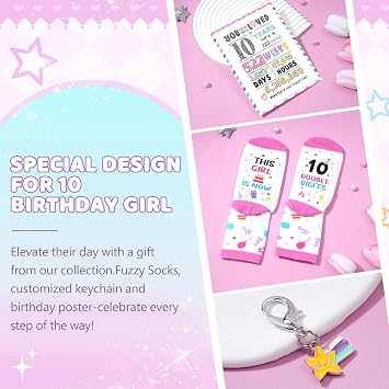 10 Year Old Girl Gifts, Gifts for 10 Year Old Girl 10th Girls Birthday Gift Ideas for Daughter, Sister, Niece, Granddaughter, Happy 10th Birthday Decorations Set of 10