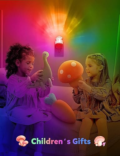 Miniatura 5 de Luz nocturna de hongos 2 unidades, lámpara enchufable, 8 luces LED de noche que cambian de color para adultos, niños, bebés, niños, luz nocturna de
