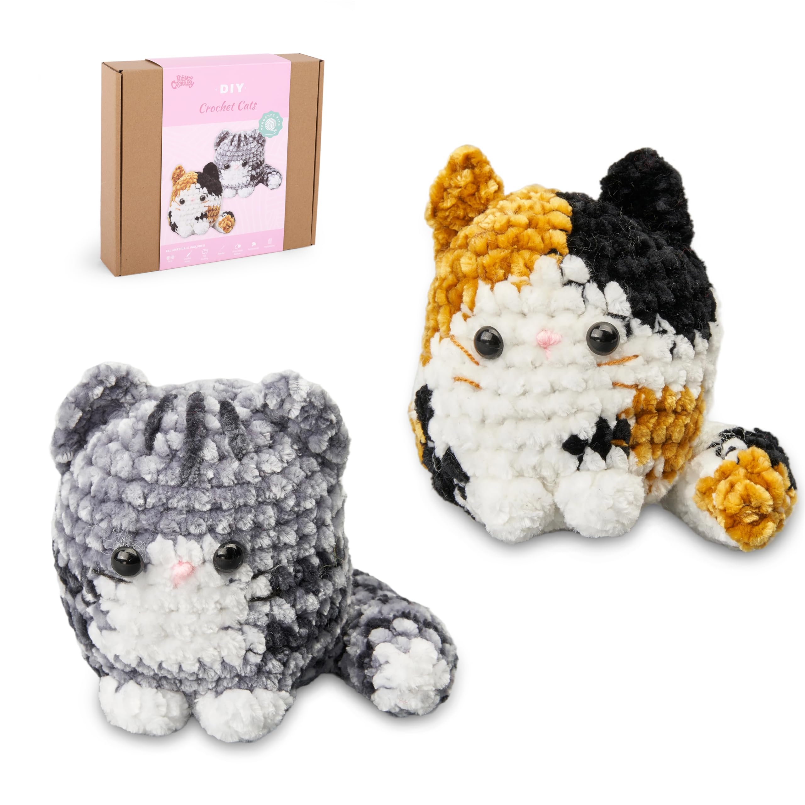 HOUSE CREATIVITY Halloween Häkelset für Anfänger, Strickset mit Schritt-für-Schritt-Video-Tutorials, Bastel-Häkelsets für Erwachsene, Geburtstagsgeschenke für Frauen & Männer (süße Katzen)